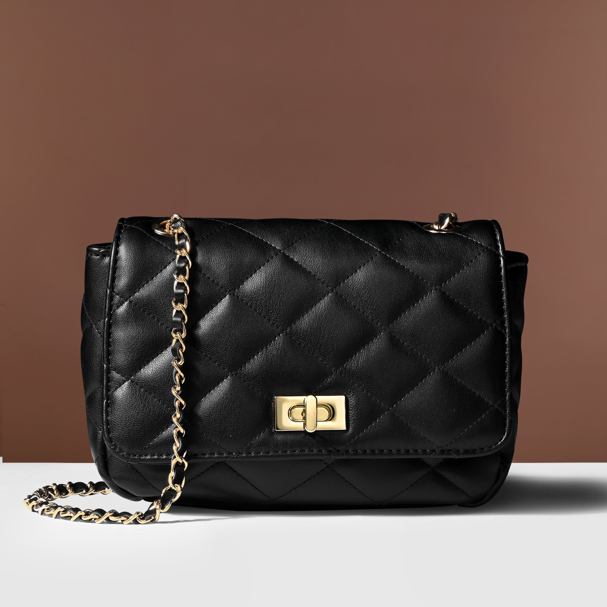 Sling Bags Small Size Handbags Online Buy Black Quilted Twistlock