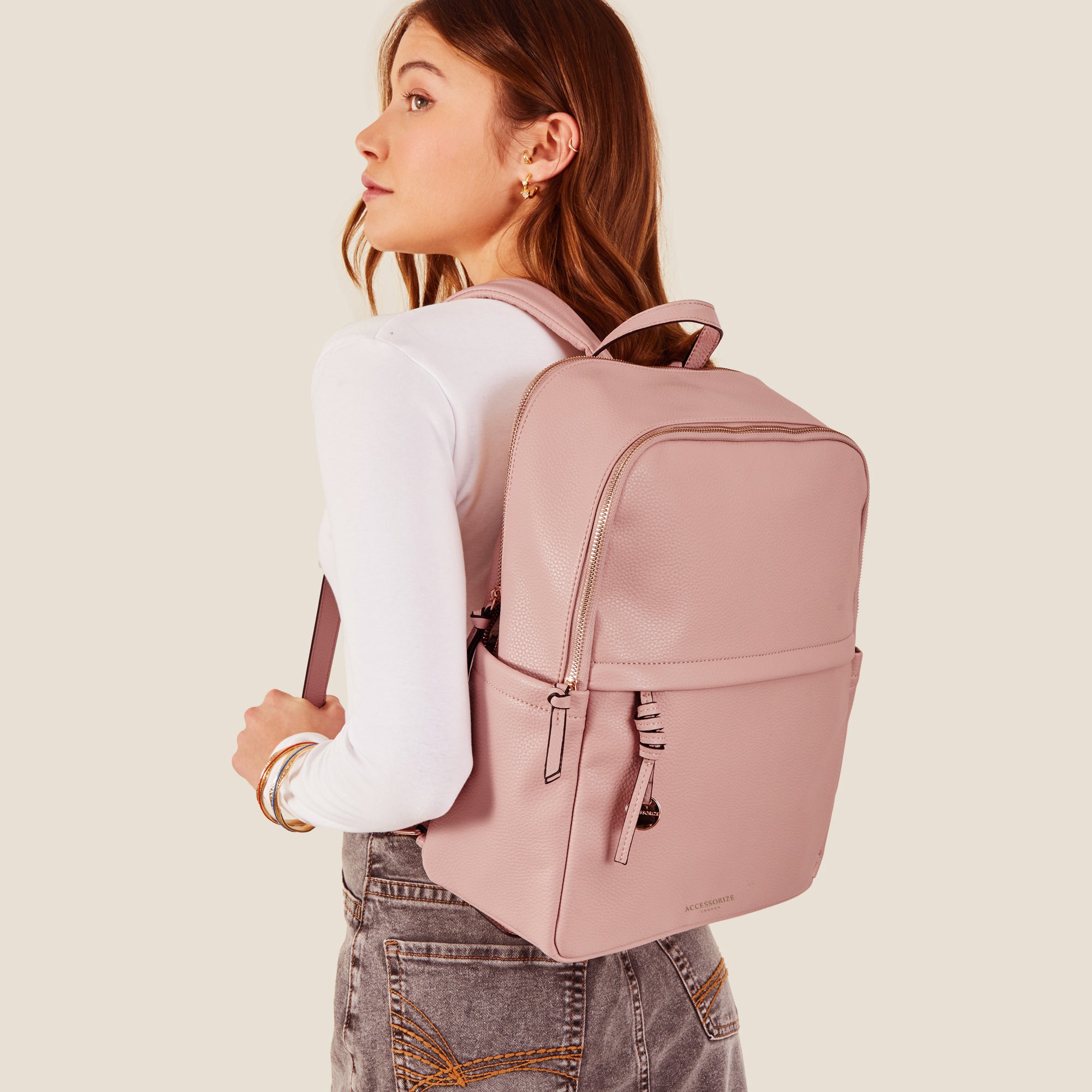 Accessorize London Women s Zip Around Backpack Light Pink Accessorize India