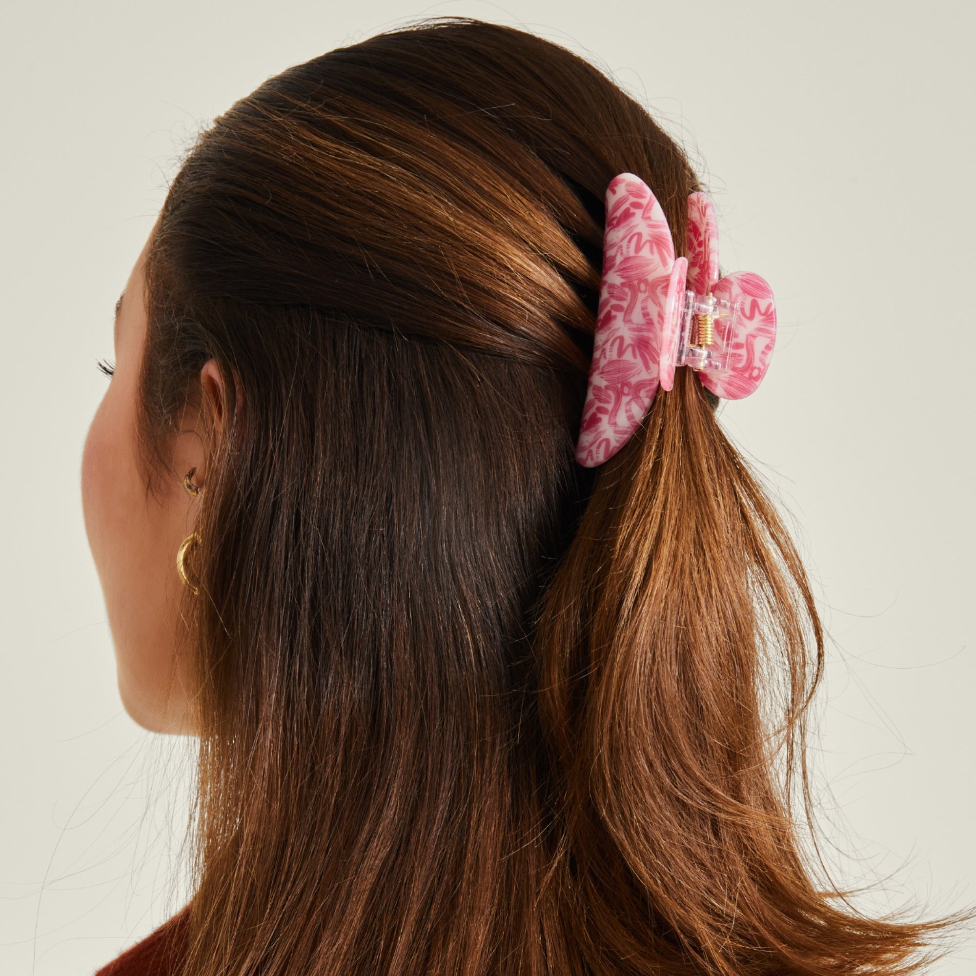 Pink Printed Claw Clip