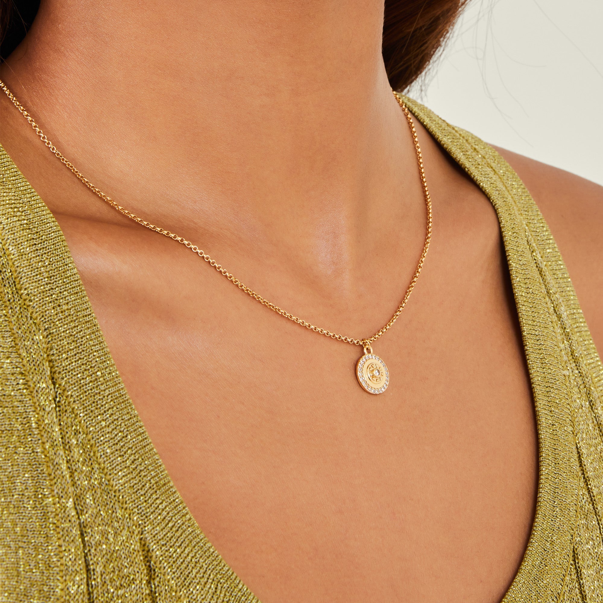 Accessorize London Women's Z Real Gold Plated Disc Pendant