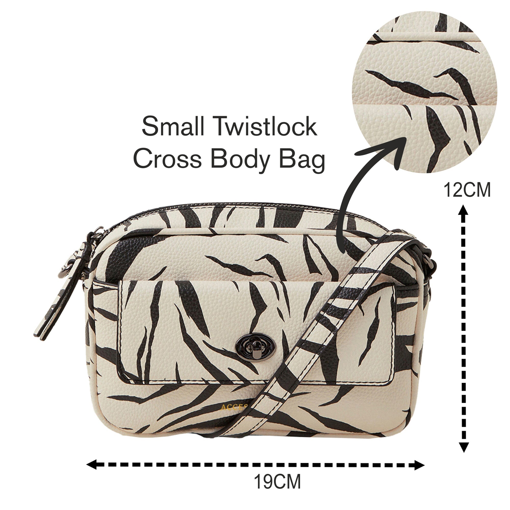 White Animal Print Cross-Body Bag