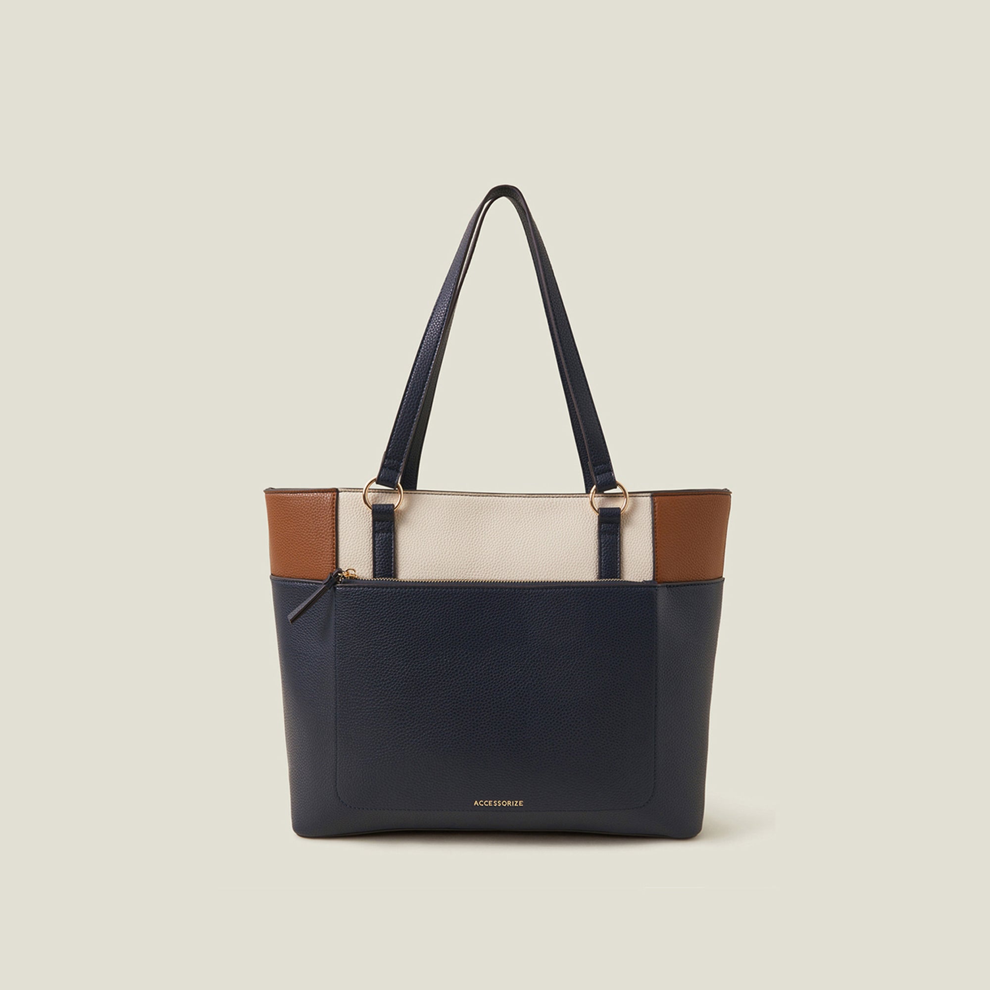 Navy Blue Colour Block Tote Bag - Accessorize India