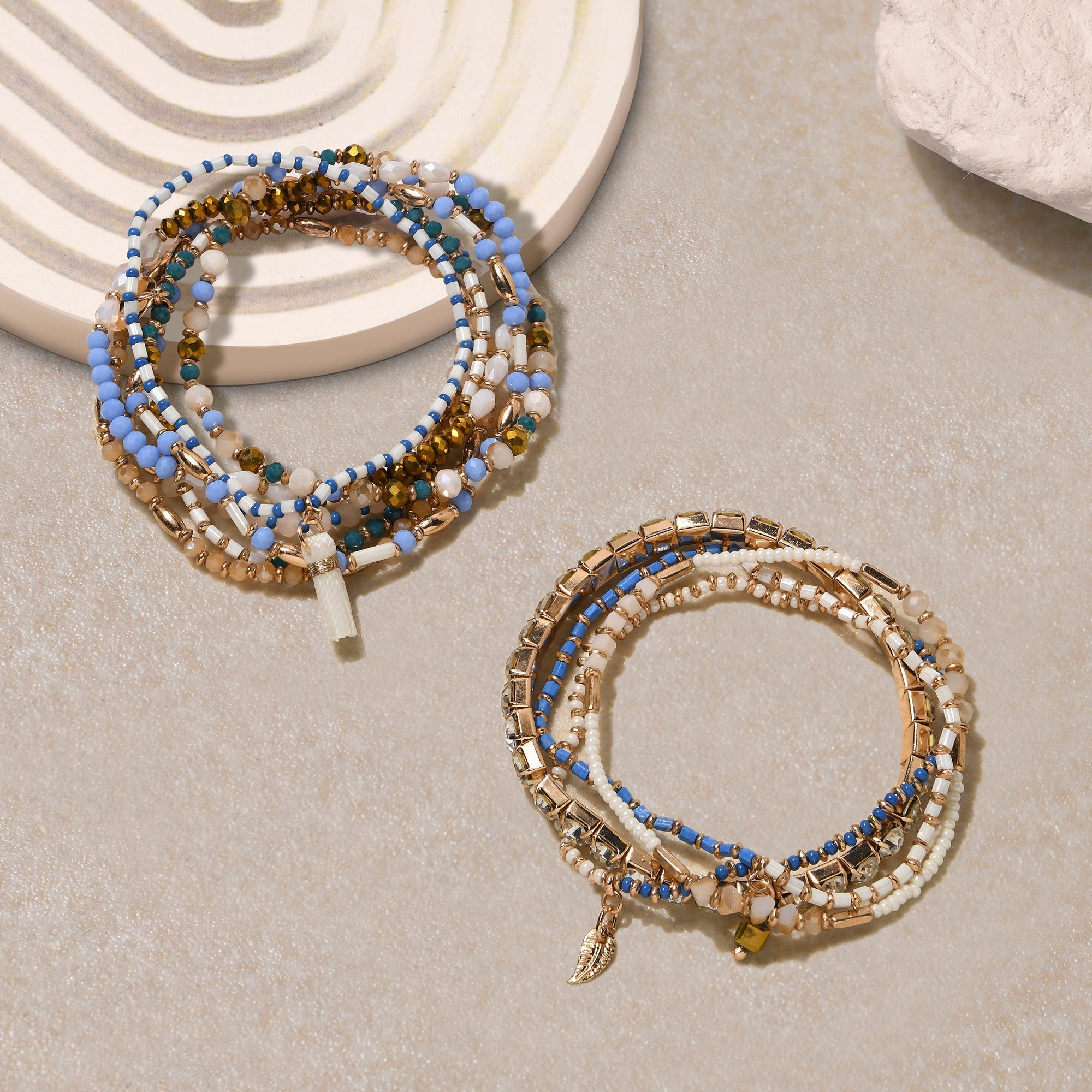 Accessorize London Women Multi Beaded Stretch Bracelet Pack Of 11