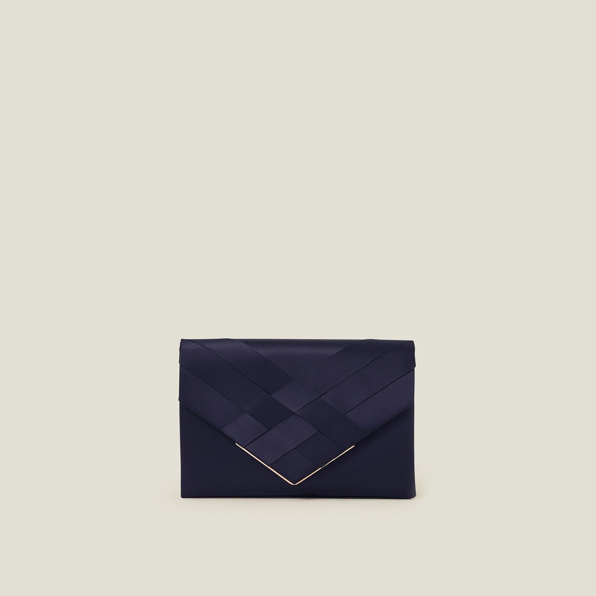 Woven Satin Envelope Blue Clutch Bag