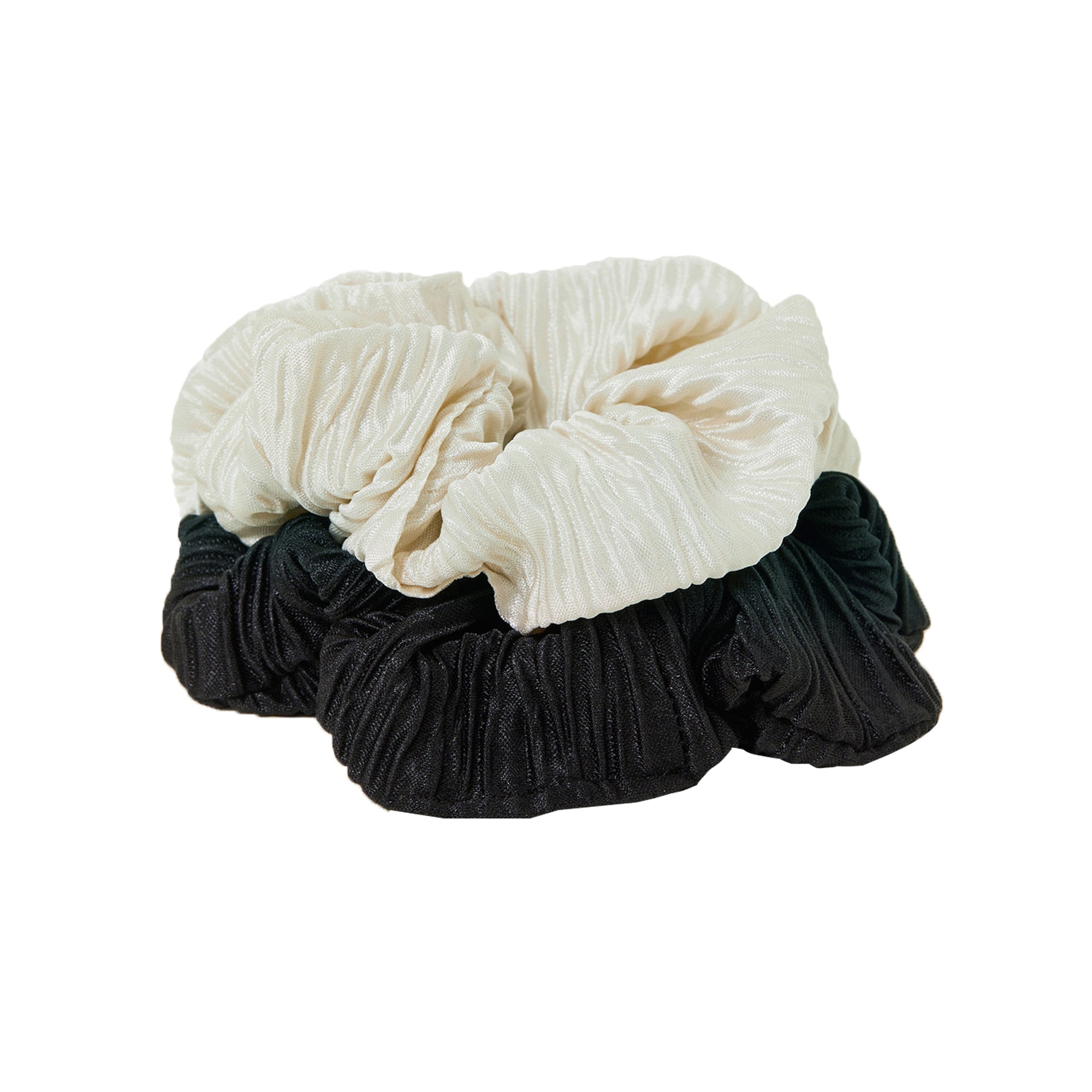 Multi Crinkle Pleated Hair Scrunchies Set Of 2