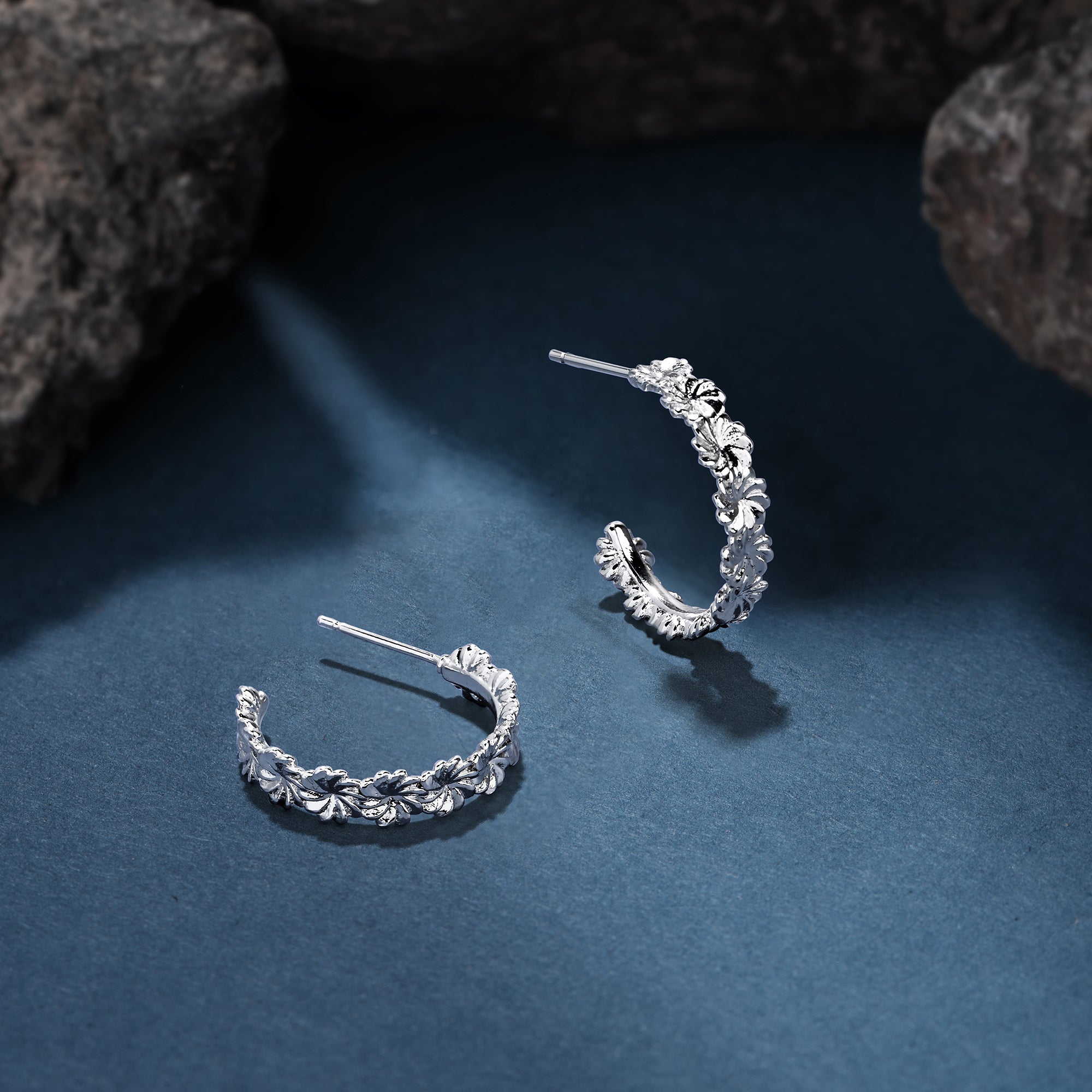 Accessorize London Women Sterling Silver-plated Flower Hoop Earrings