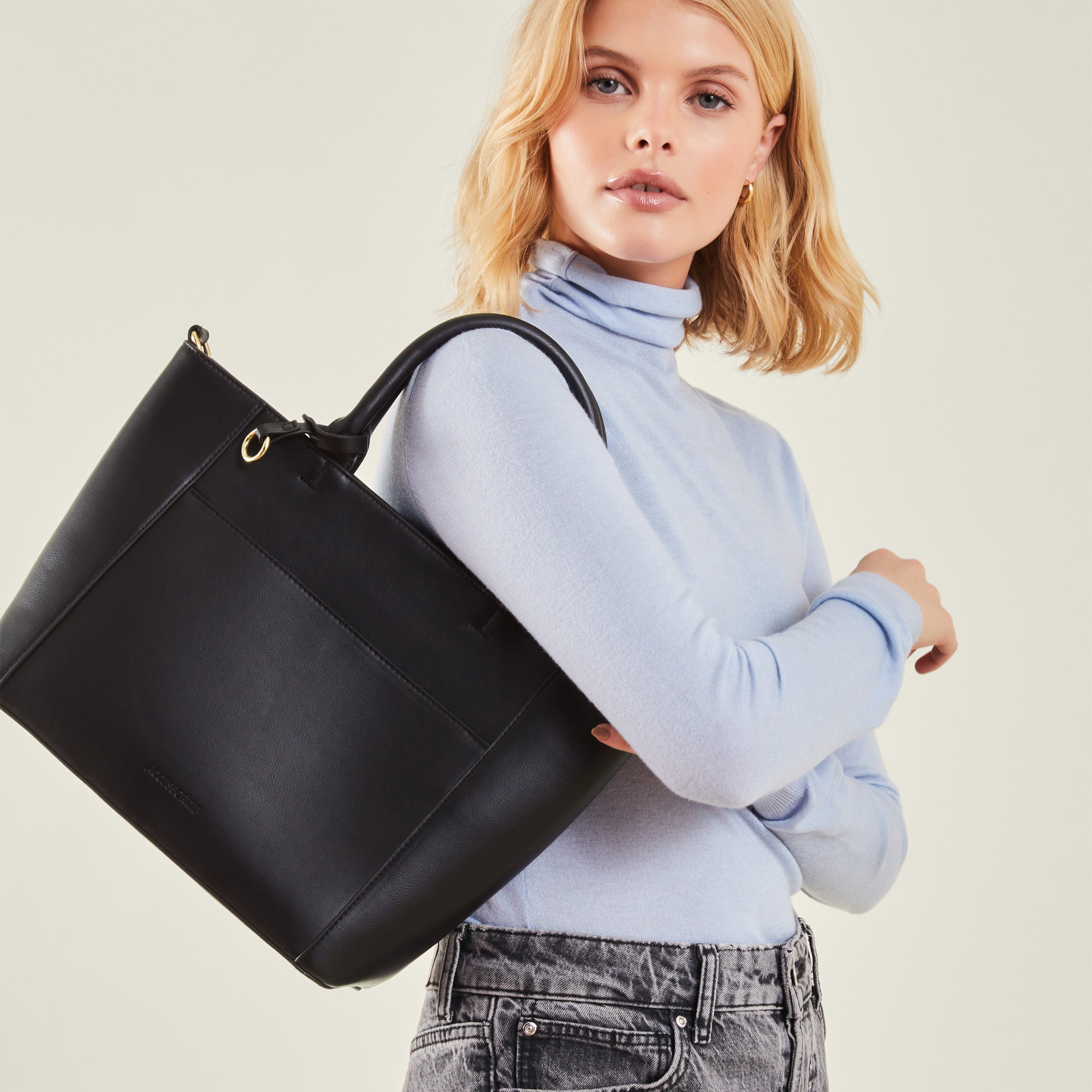 Black Monica Faux Leather Handbag - Accessorize India