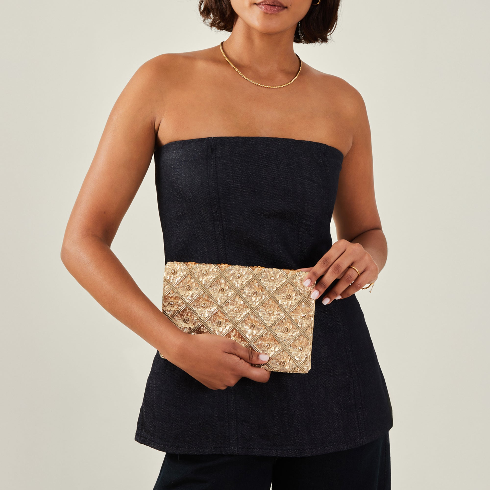 Gold Tianna Metallic Embellished Clutch Bag Accessorize India