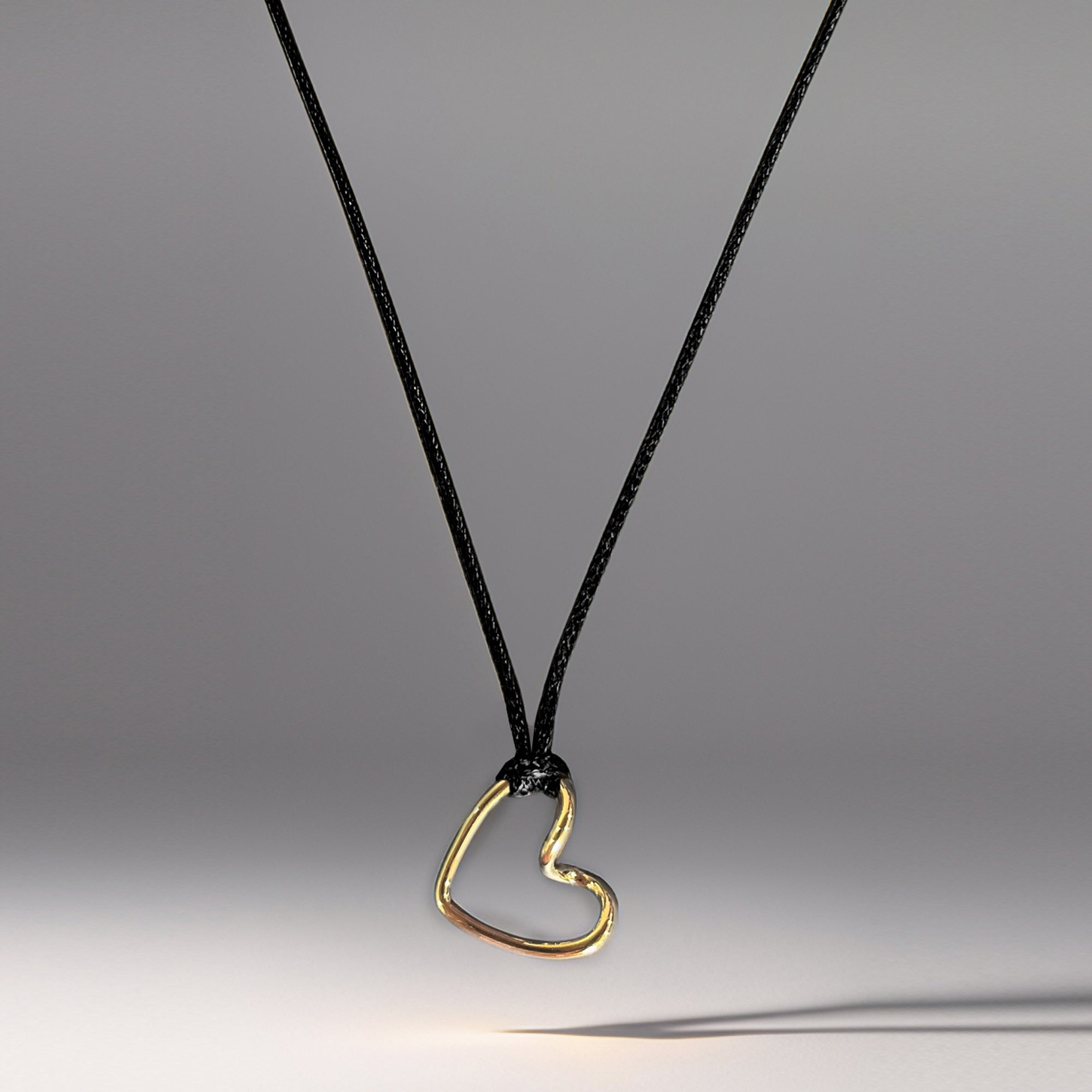 Cord Necklace Black Heart Tiffany Necklace Real Gold Plated Heart