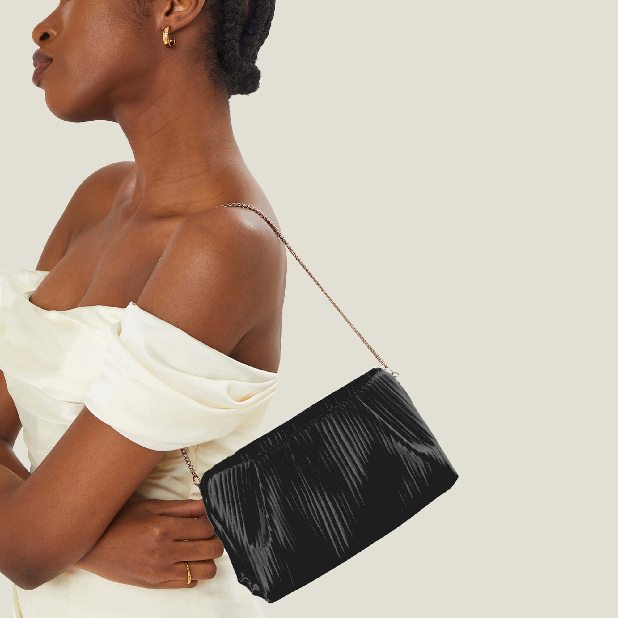 Con Frange Pochette Gum Frange Stradivarius Borsa A Mano Nera Con