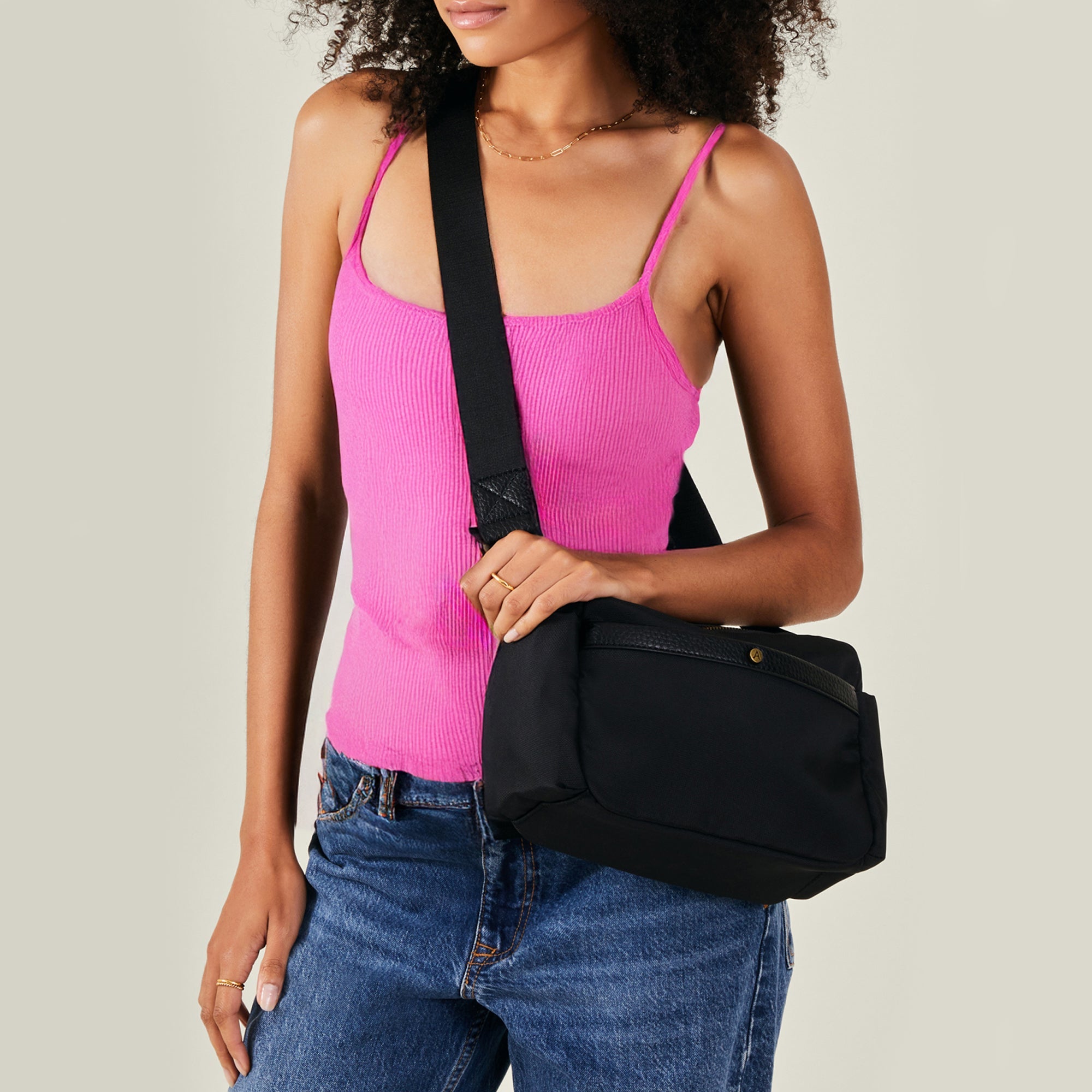 Black Canvas Cross Body Bag