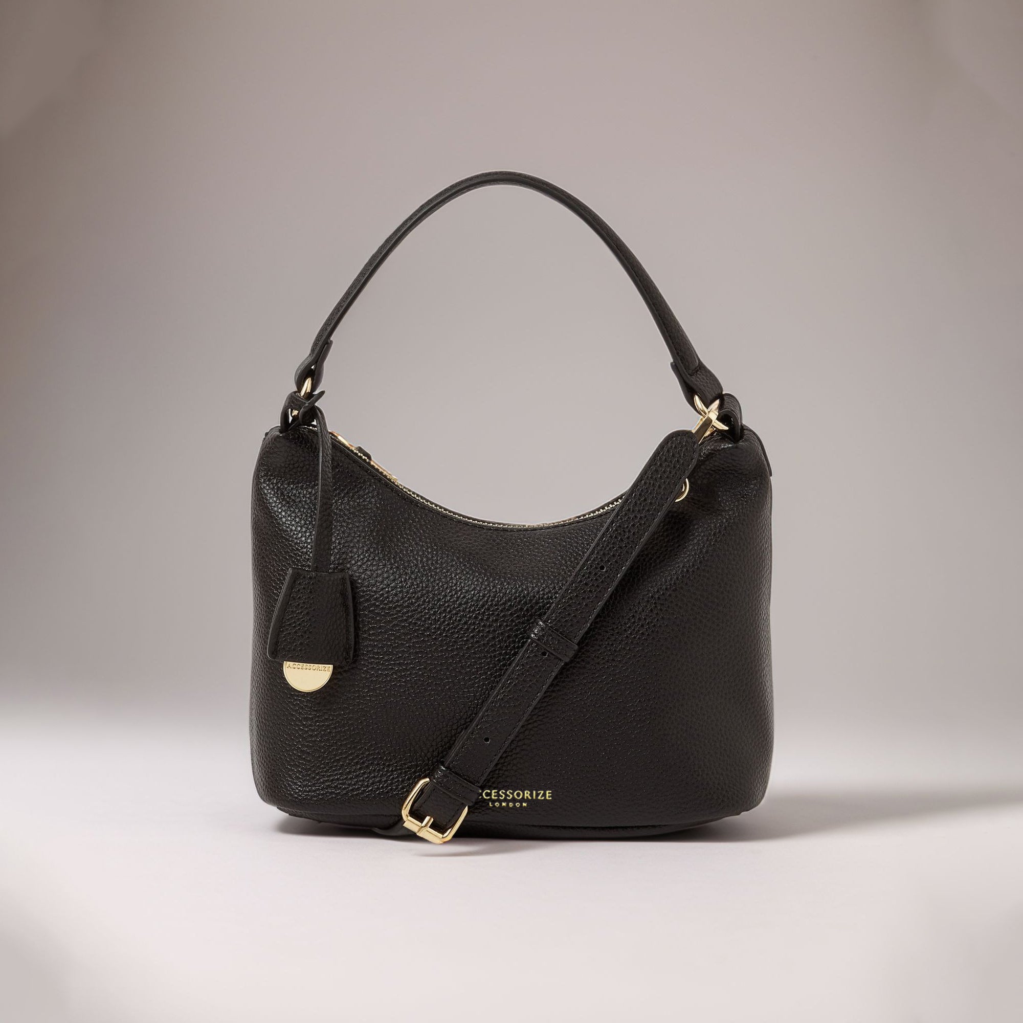 Black Scoop Faux Leather Handbag