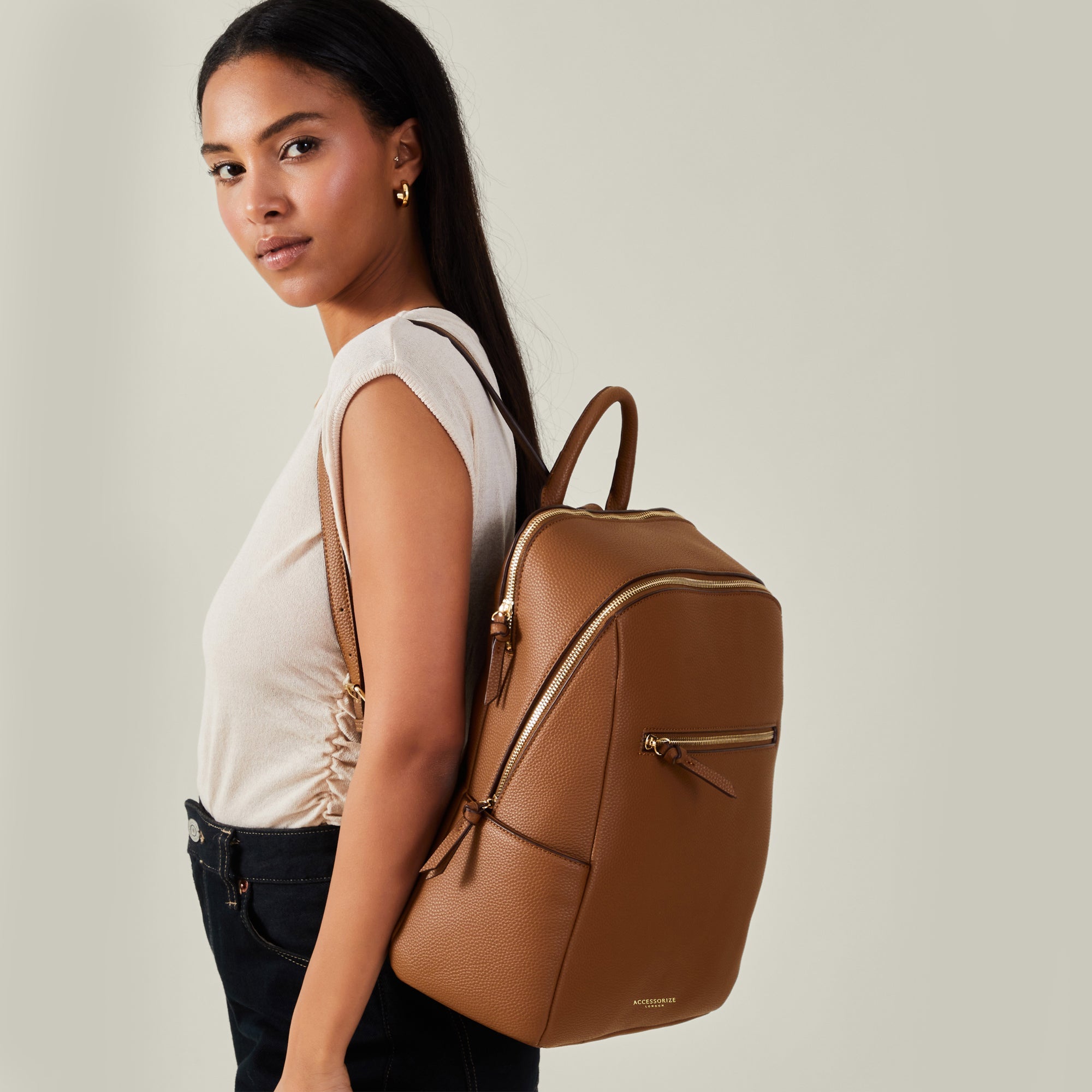 Brown Smart Zip Around Backpack Brown Smart Zip Around Backpack