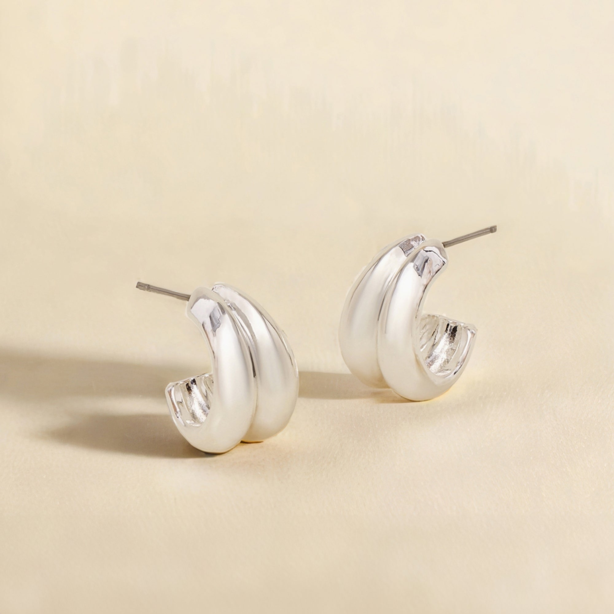 Double Mini Hoop Silver Earrings