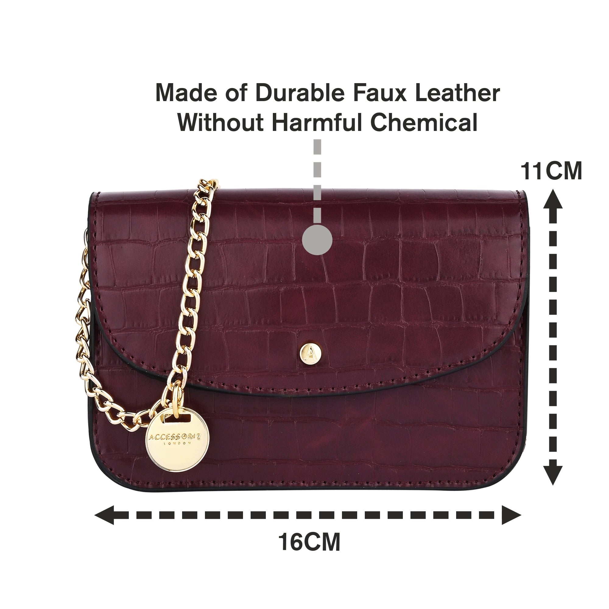 Women's Faux Leather Burgundy Mini Purse Sling Bag