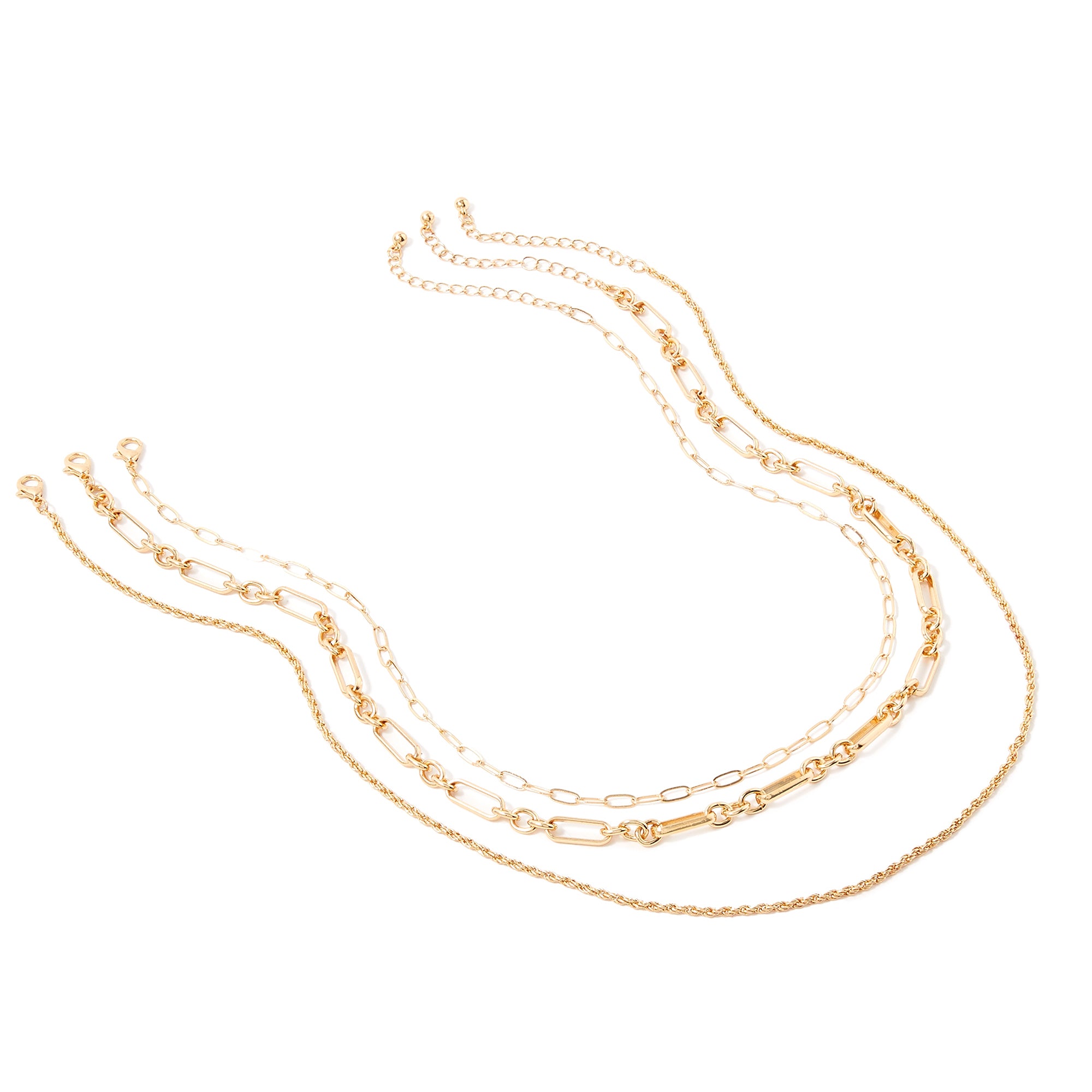 Accessorize London Women's Blue Harvest set of 3 Chunky Mixed Chain Necklace