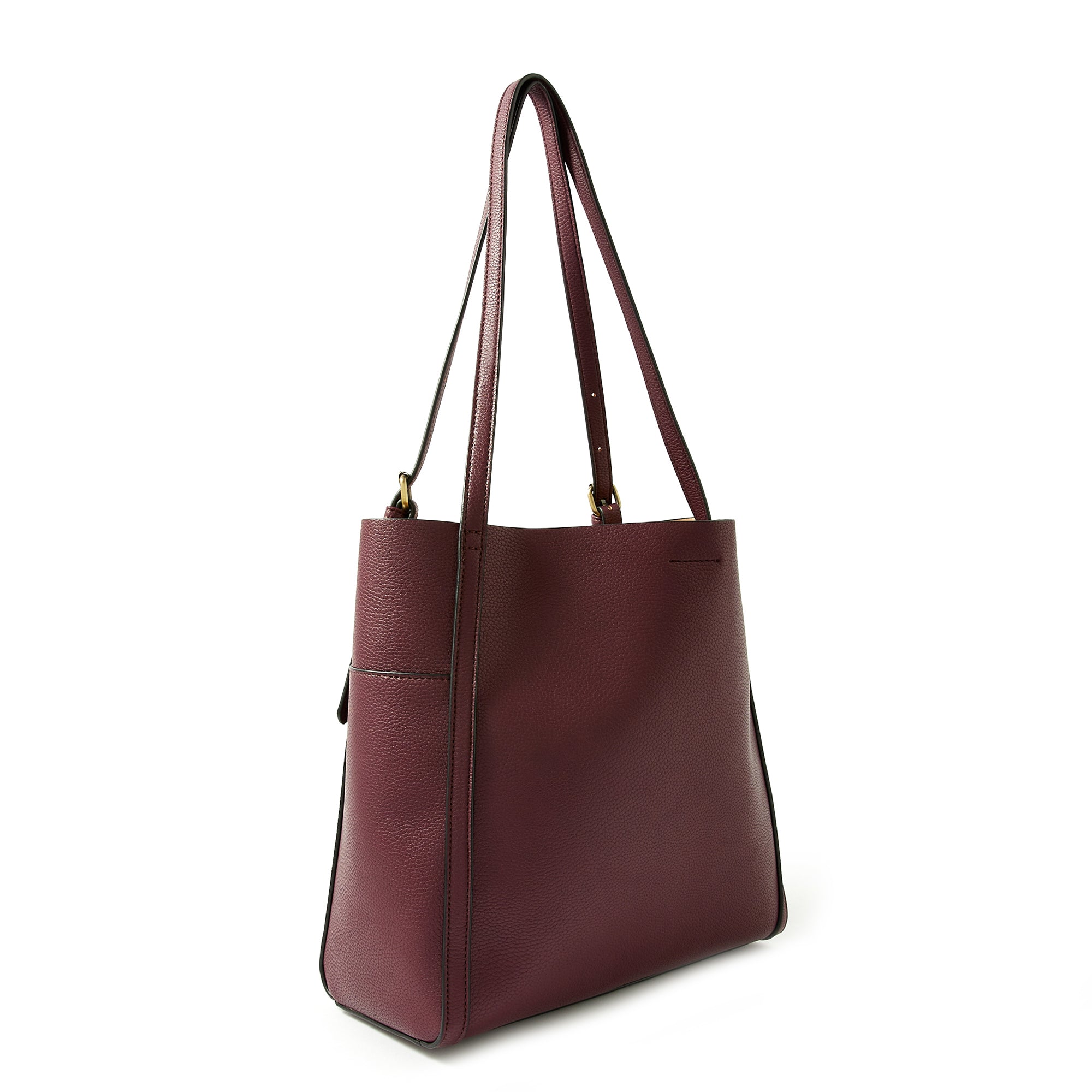 Accessorize London women's Faux Leather Maroon Sadie Slouch Shoulder bag