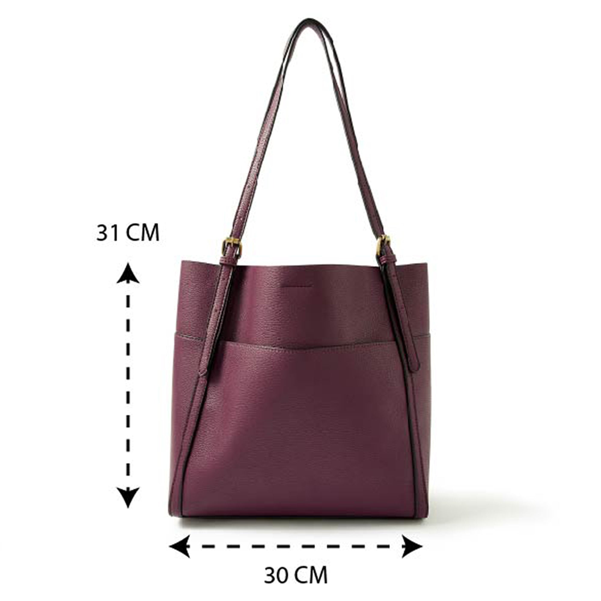 Accessorize London women's Faux Leather Maroon Sadie Slouch Shoulder bag