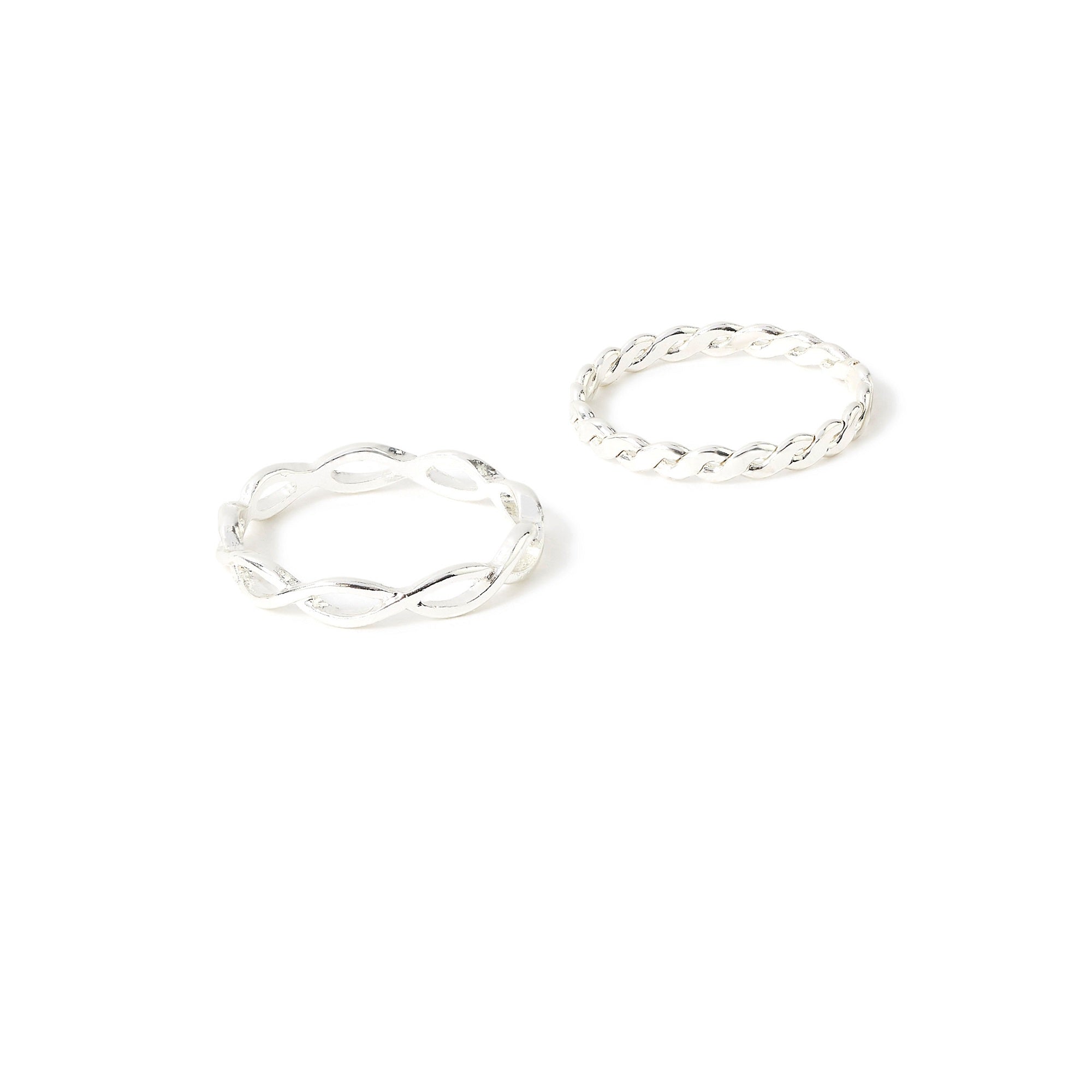 Accessorize London Women's Silver Set of 2 Crossover Band Ring-Large
