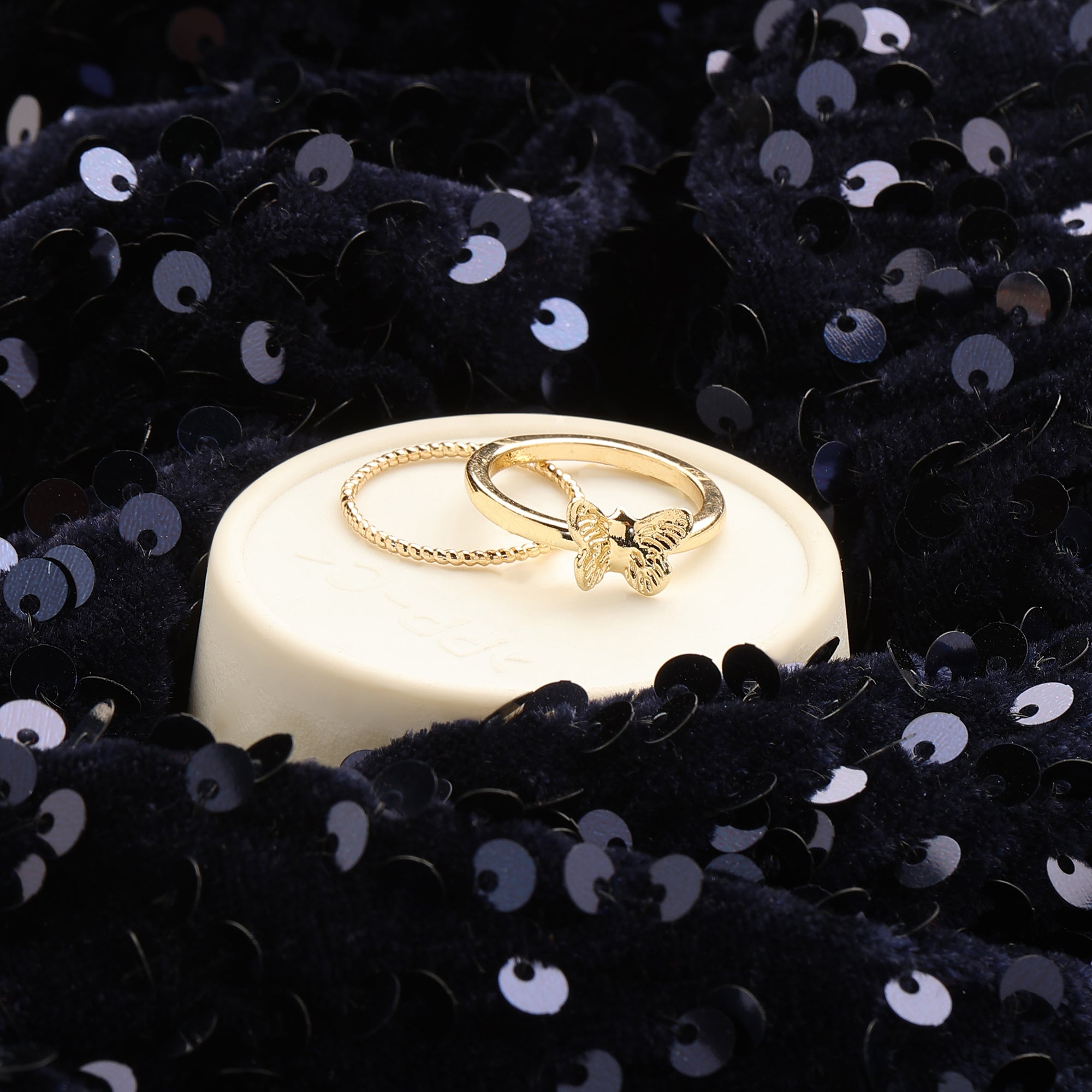 Accessorize London Women's Set Of 2 Butterfly Stacking Rings Large