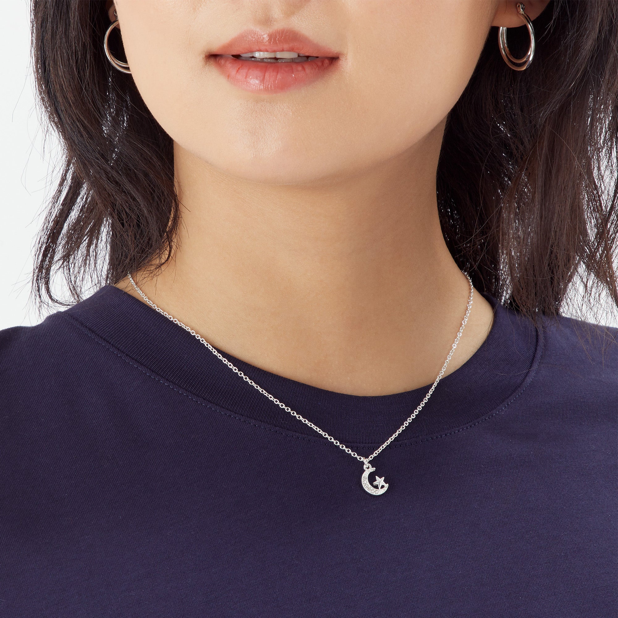 Accessorize London Women'S Silver Moon Star Pendant Necklace