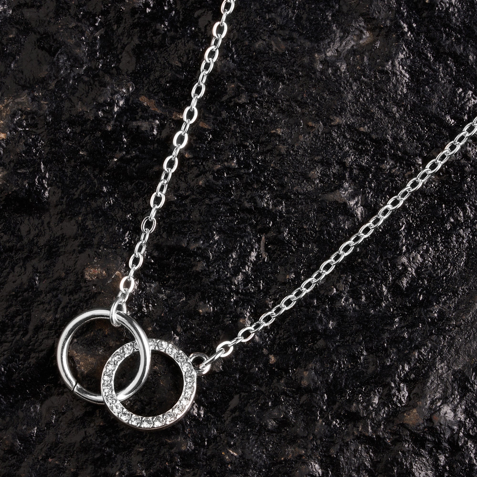 Choker Silver Circle Locket PANDORA Double Circle Necklace