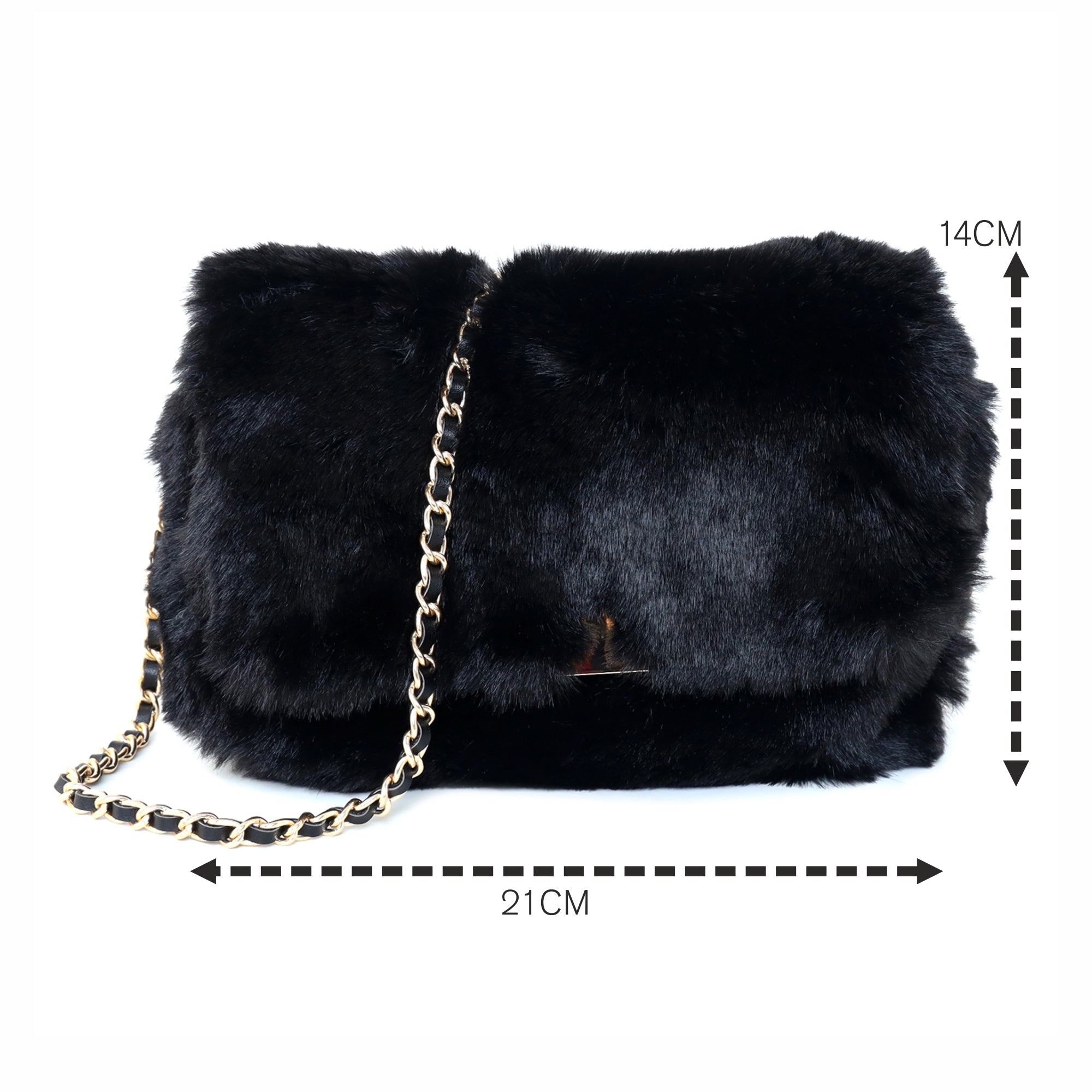 Accessorize London Women's Faux Leather Black Maya Faux Fur Sling Bag