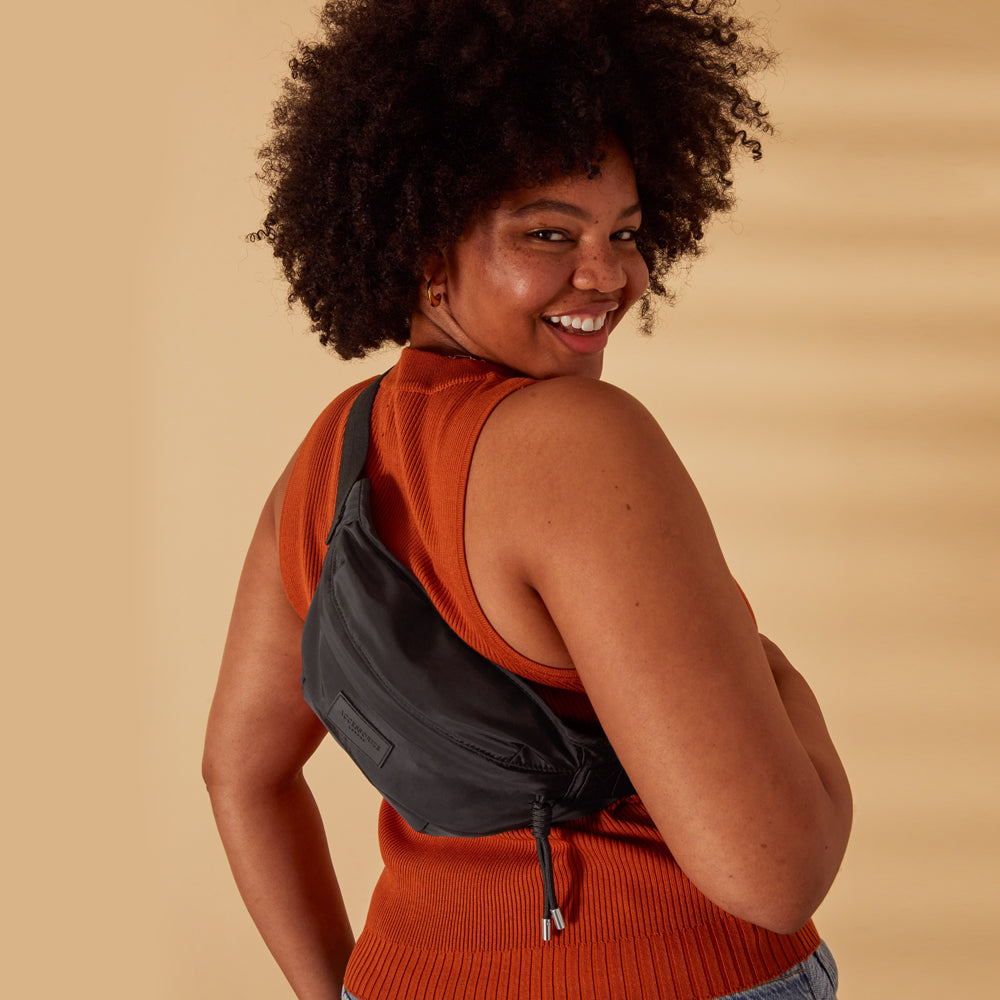 Accessorize London Women's Recycled Nylon Black Bumbag