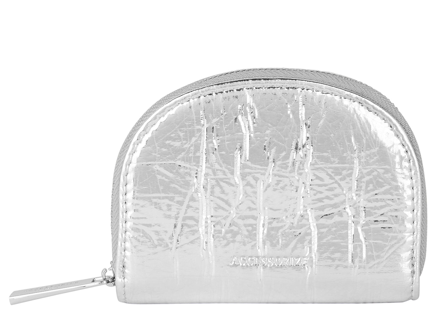 Silver Metallic Crescent Coin Purse