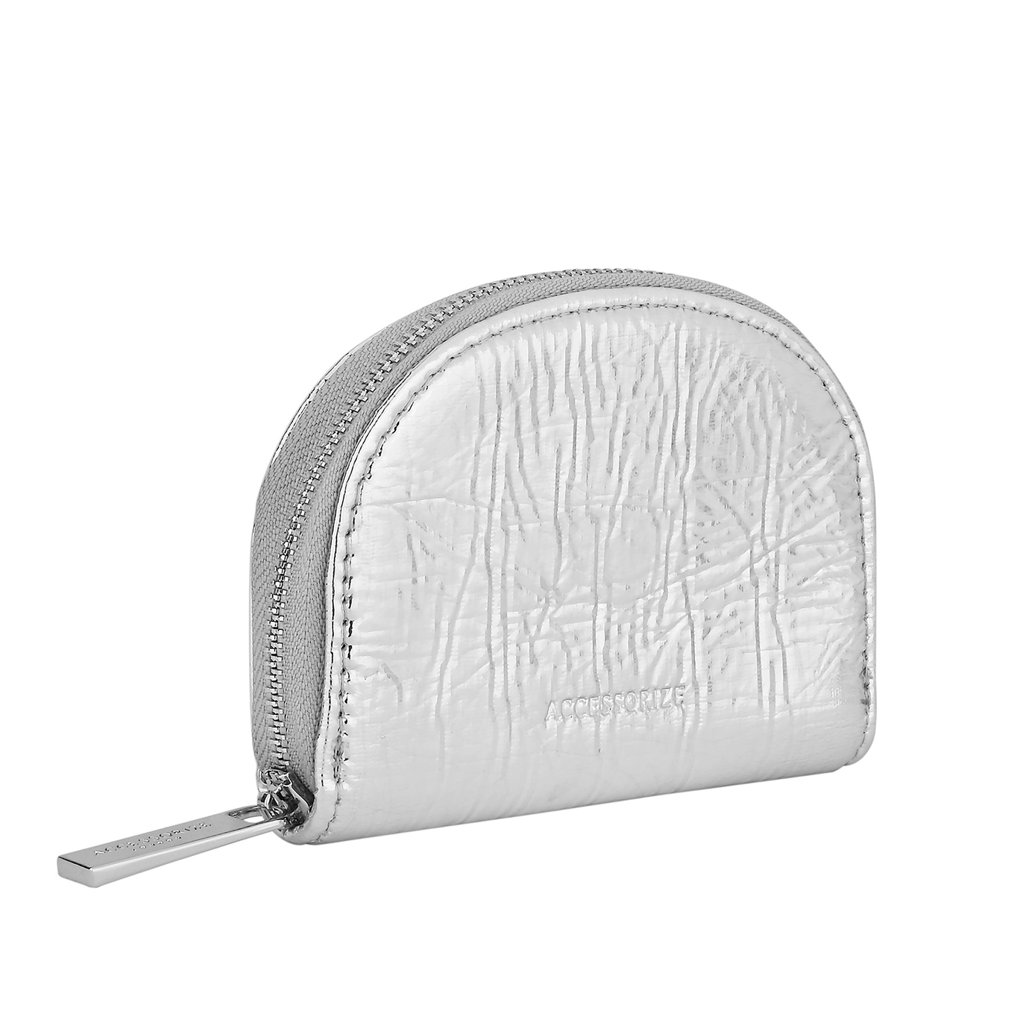 Silver Metallic Crescent Coin Purse