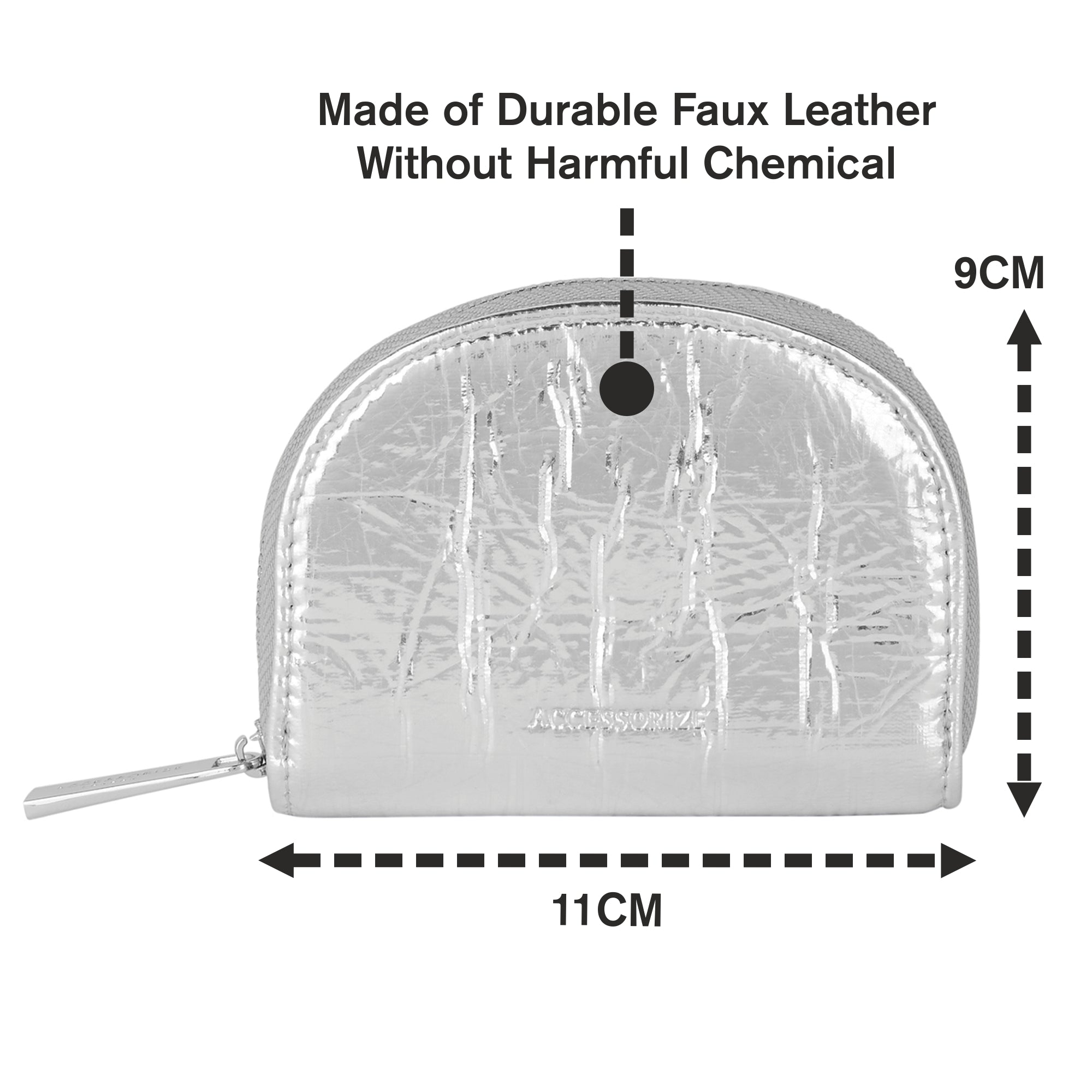 Silver Metallic Crescent Coin Purse