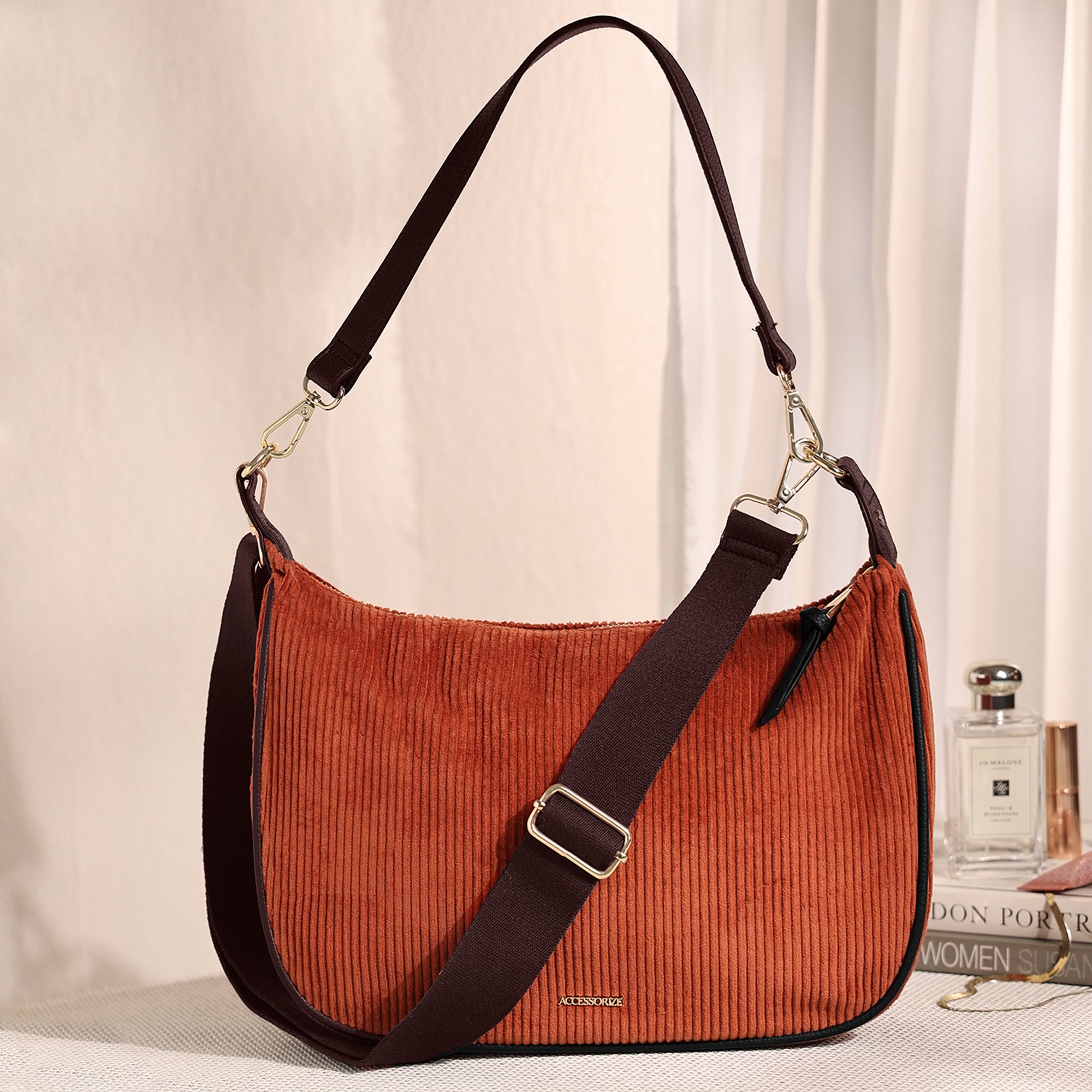 Rust Cotton Cord Shoulder Bag