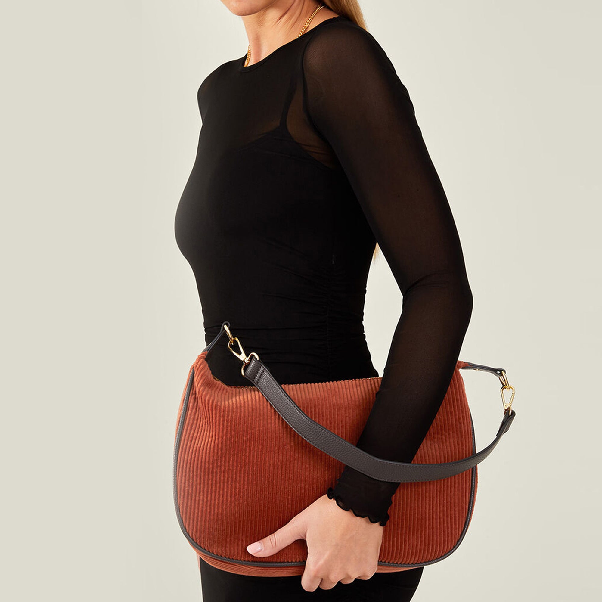 Rust Cotton Cord Shoulder Bag