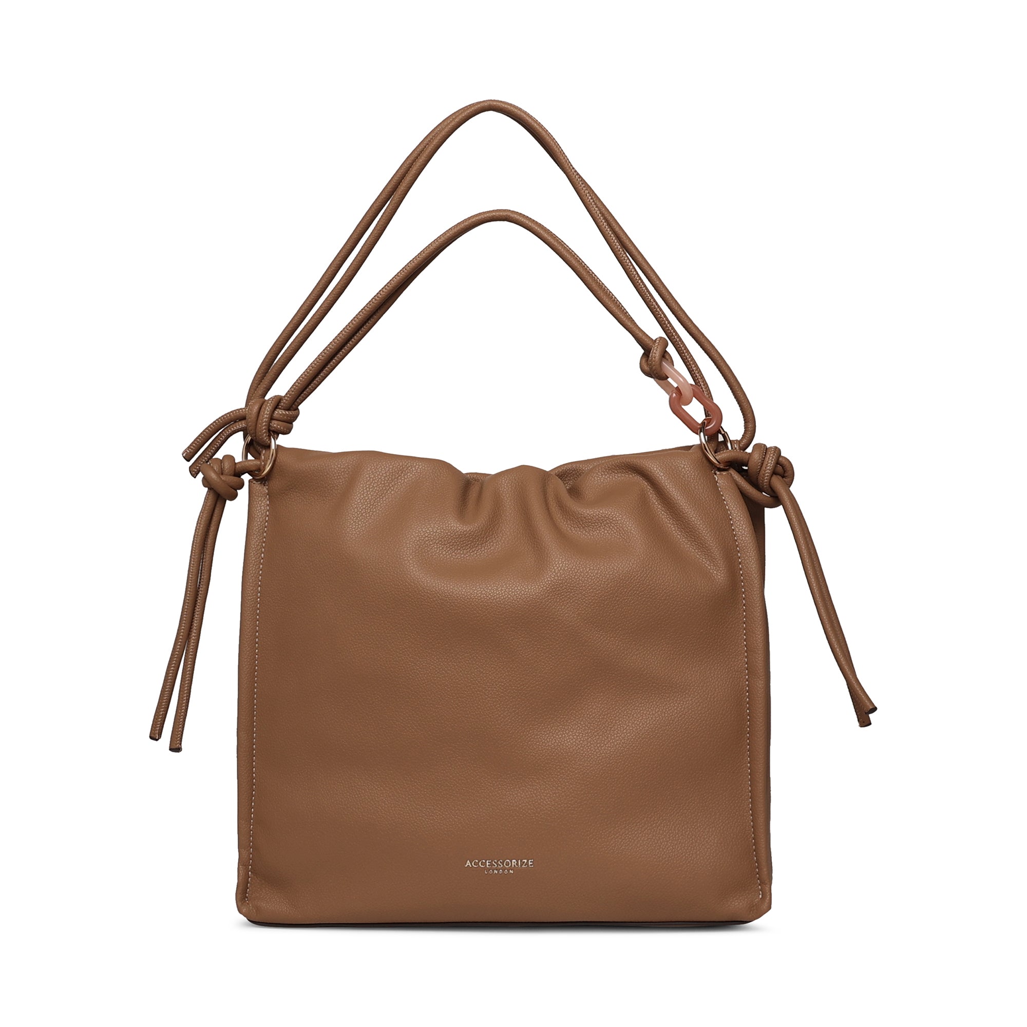 Mink Ruched Large Shoulder Bag