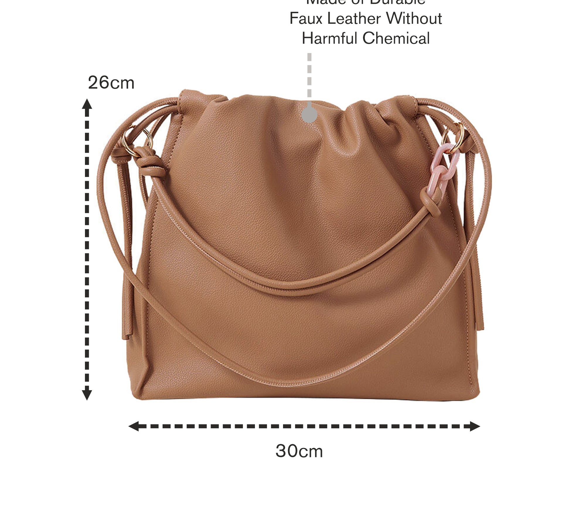 Mink Ruched Large Shoulder Bag