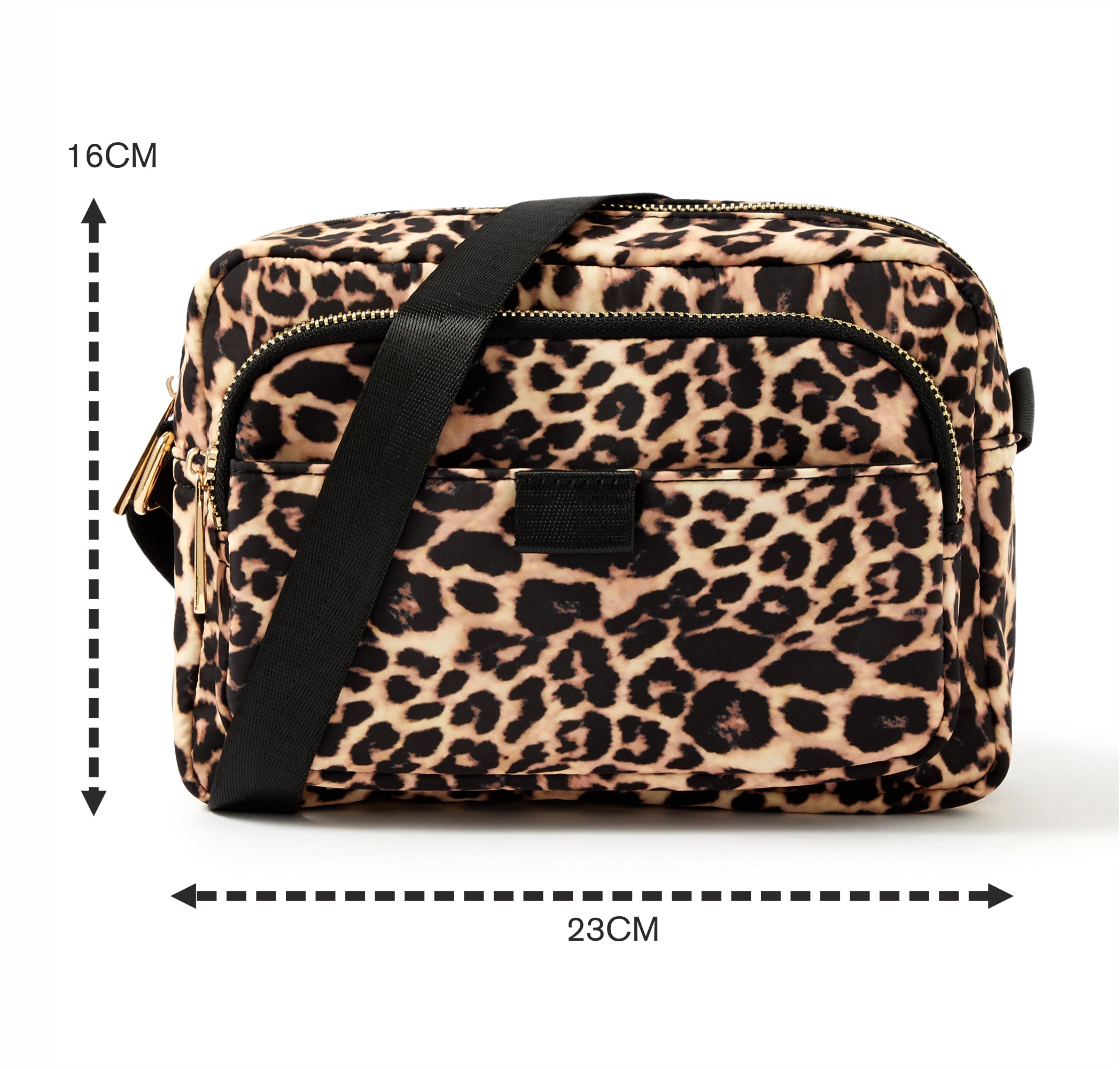 Accessorize London Women's Faux Leather Leopard Megan Nylon Large Sling Bag