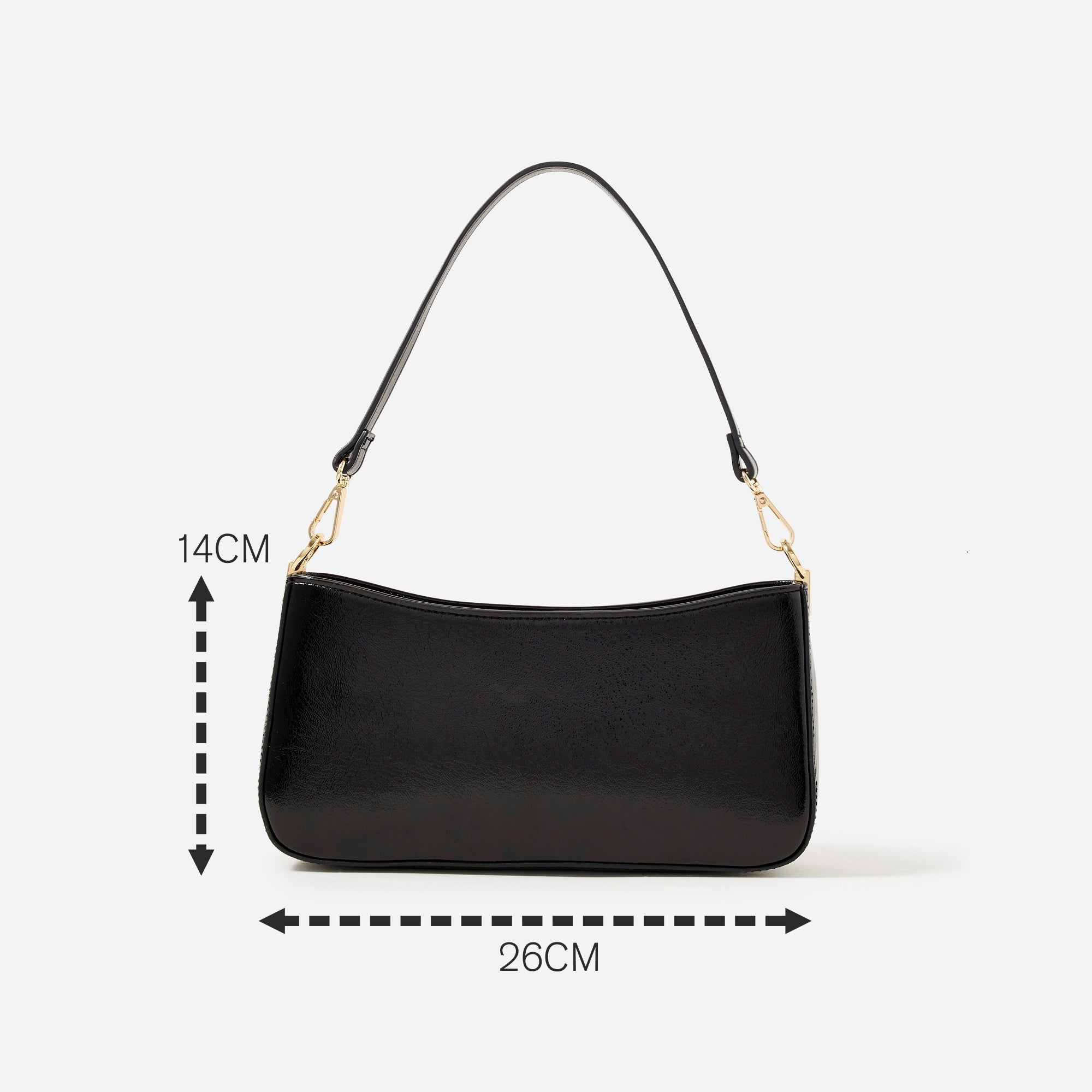 Accessorize London Women's Faux Leather Black Roxanne Shoulder Bag