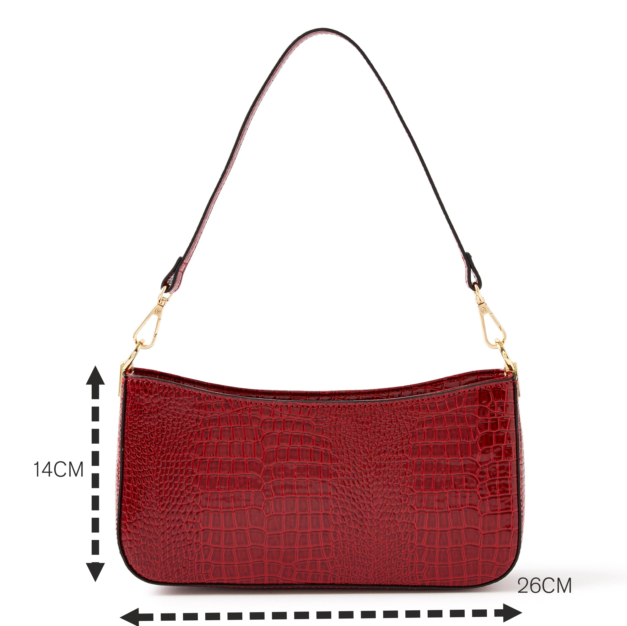 Accessorize London Women's Faux Leather Croc Roxanne Baguette Shoulder Bag - Red