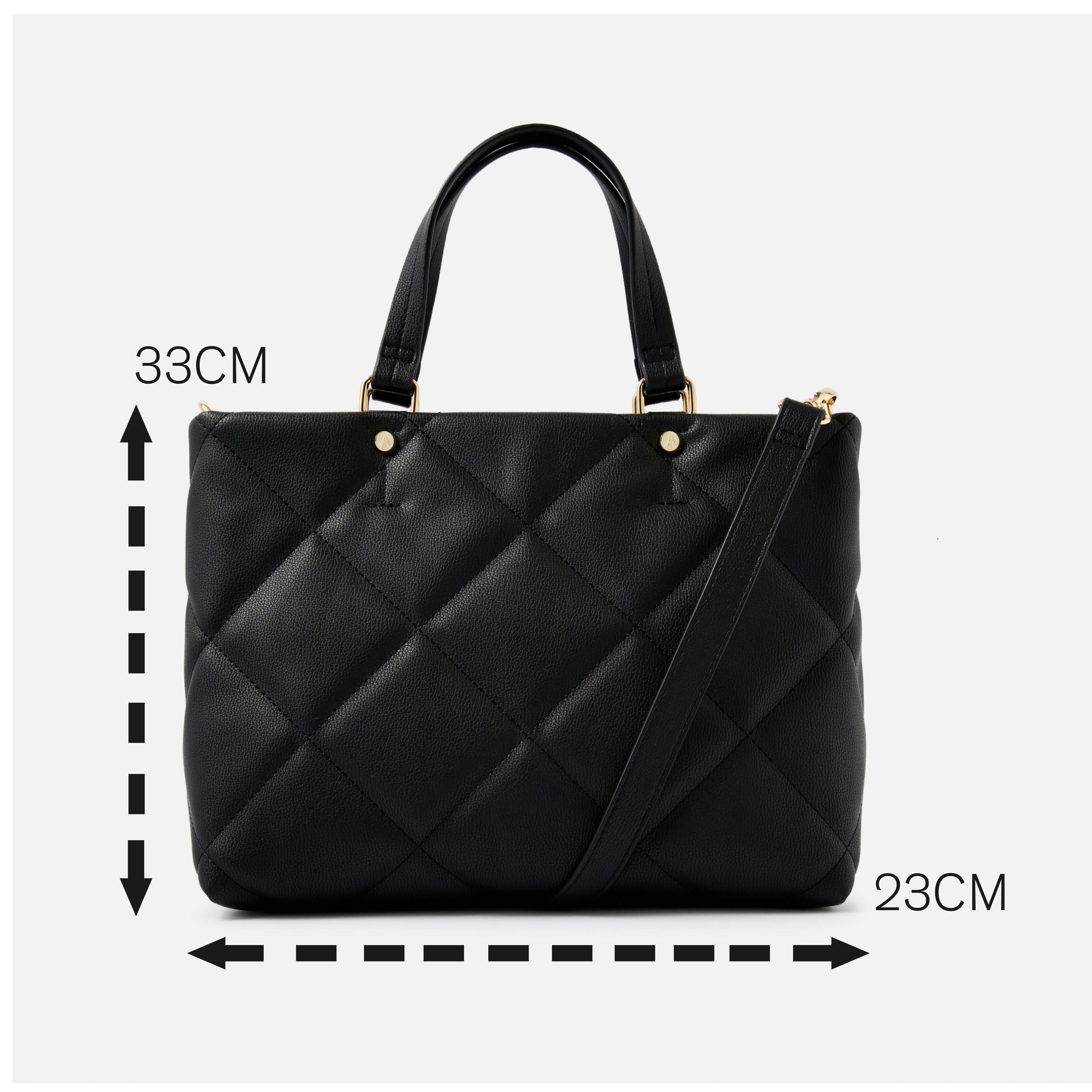 Accessorize London Women's Faux Leather Black Kayleigh Quilted Handheld Bag