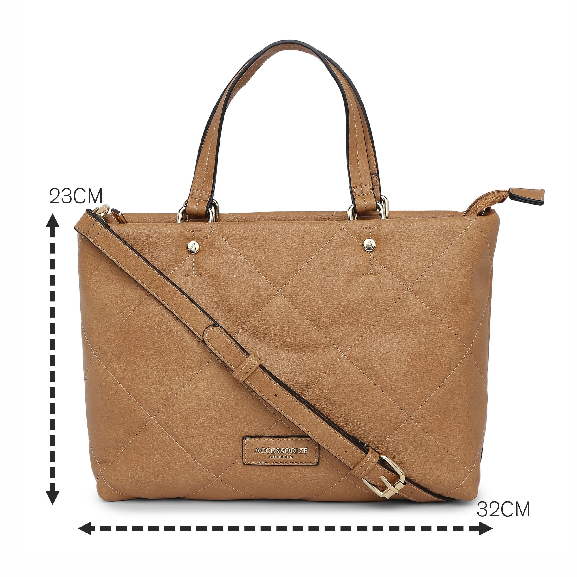 Accessorize London Women's Faux Leather Cream Kayleigh Quilted Handheld Bag