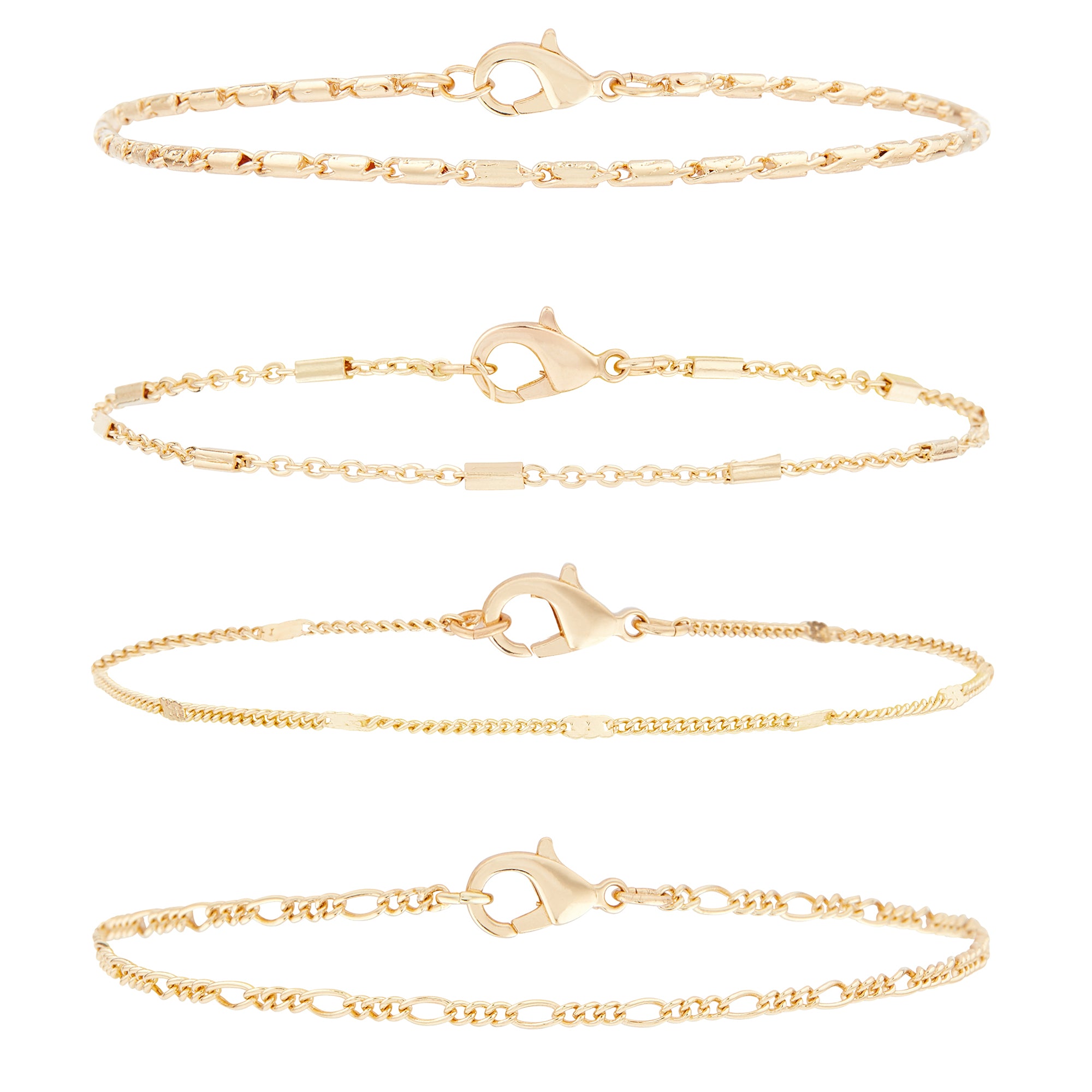 Accessorize London Women'S Gold4 X Gold Chain Anklet Pack