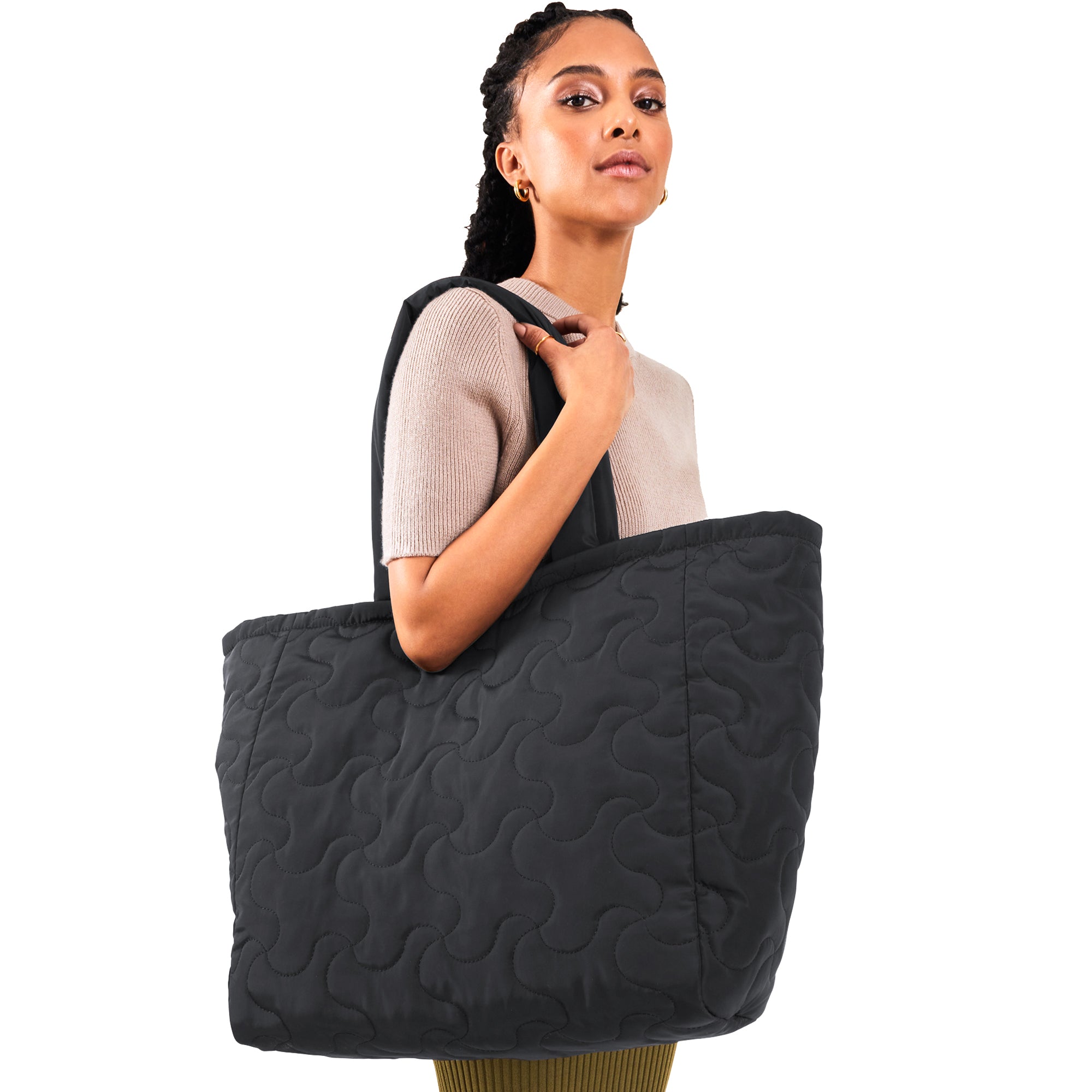 Buy Large Black Quilted Tote Bag Online Accessorize India