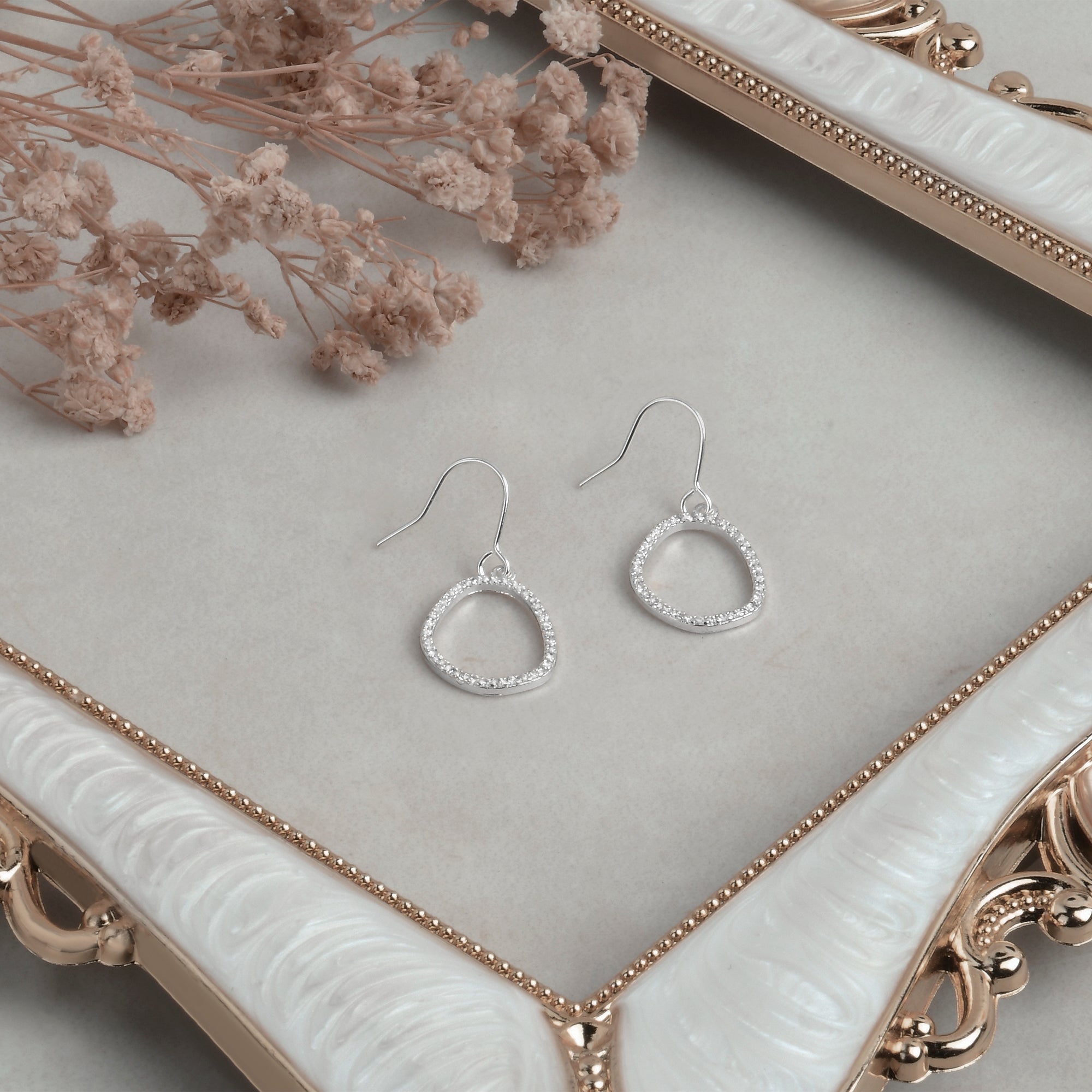 Buy Silver Plated Cubic Zirconia Pebble Hoops Earrings Online