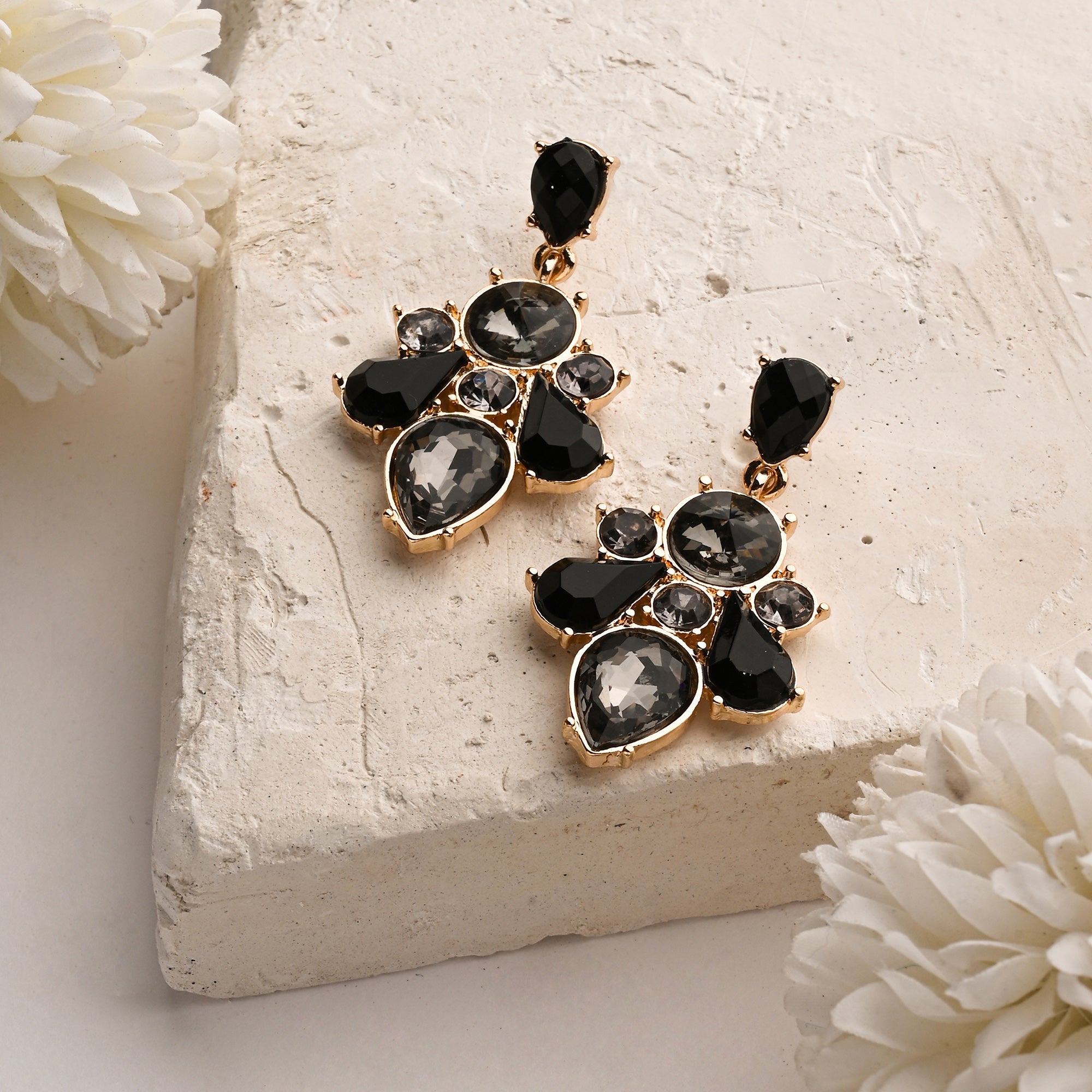 Black stone on sale drop earrings