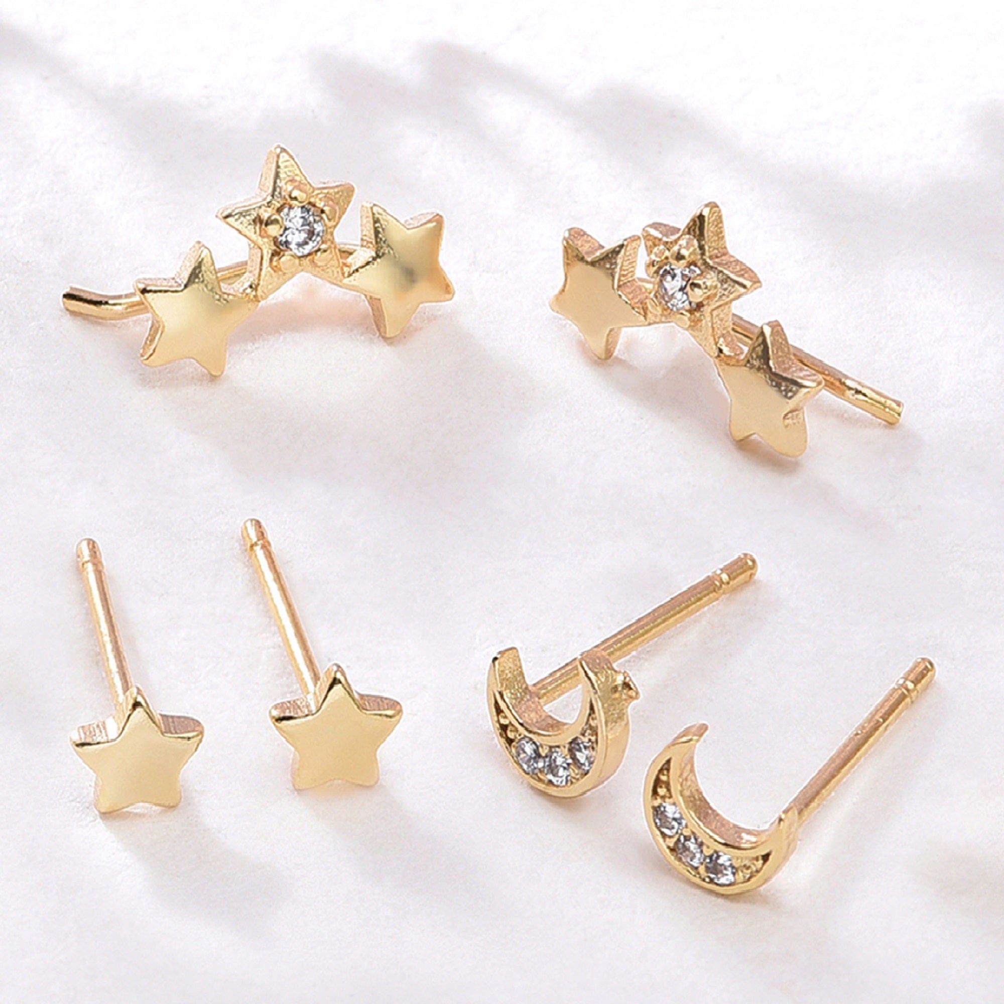 Real Gold Plated set of Celestial Stud Earrings For Women By Accessorize  London