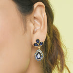 Accessorize London Women's Lapis Blue Studded Teardrop Earring