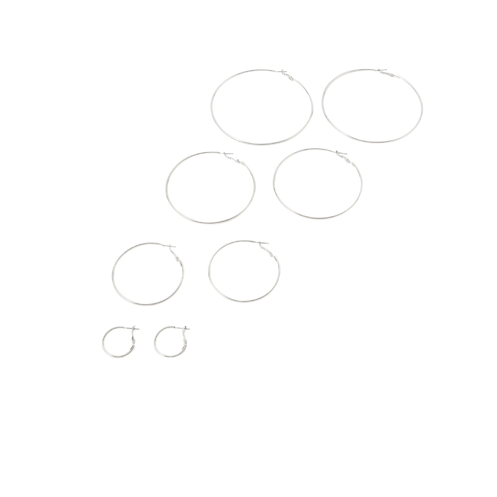 Accessorize London Women's Silver Set of 4 Simple Hoops Multipack