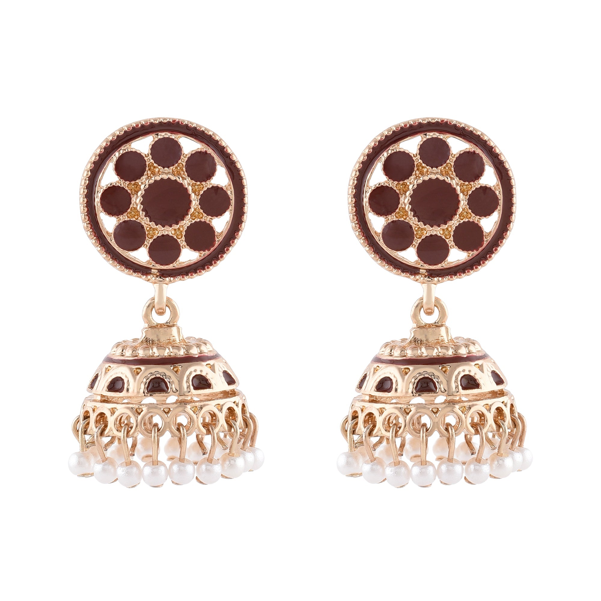 Accessorize London Women'S Pretty Enamel Maroon Jhumka