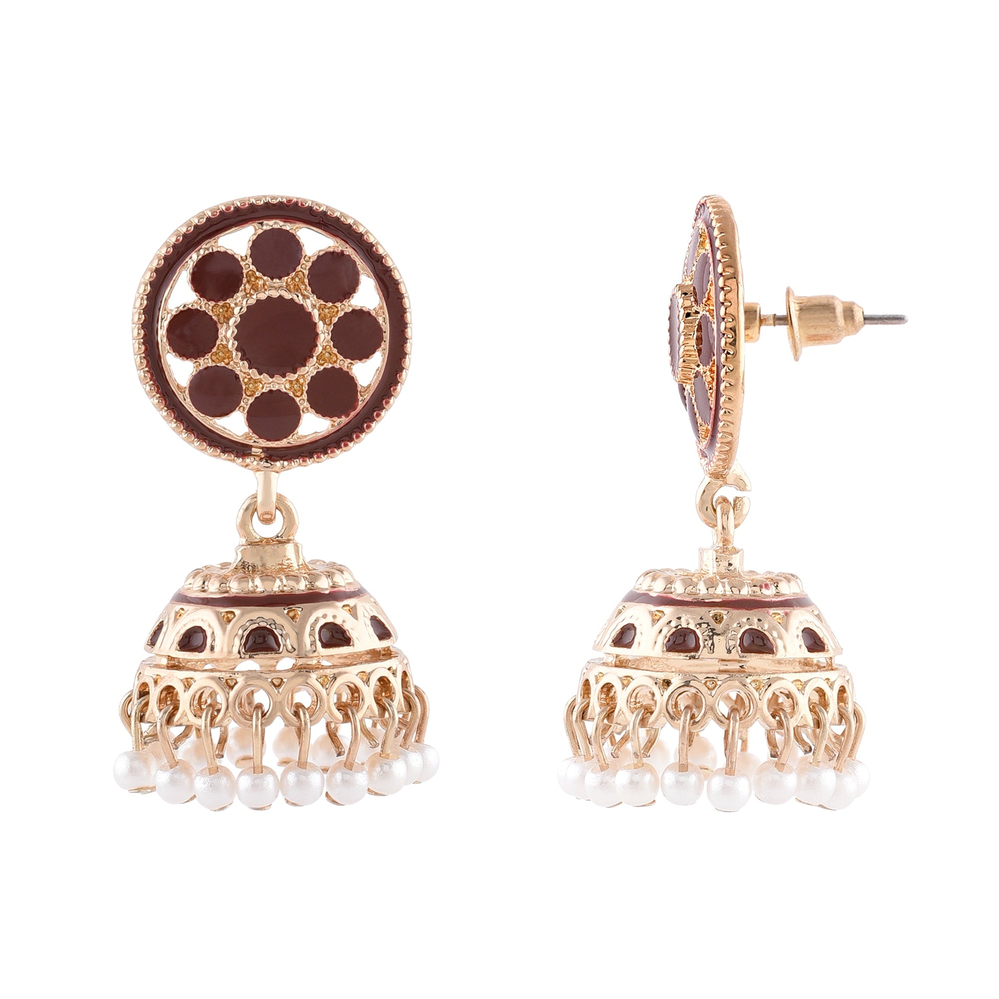 Accessorize London Women'S Pretty Enamel Maroon Jhumka