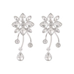 Accessorize London Women's Silver Crystal Floral Drop Earrings